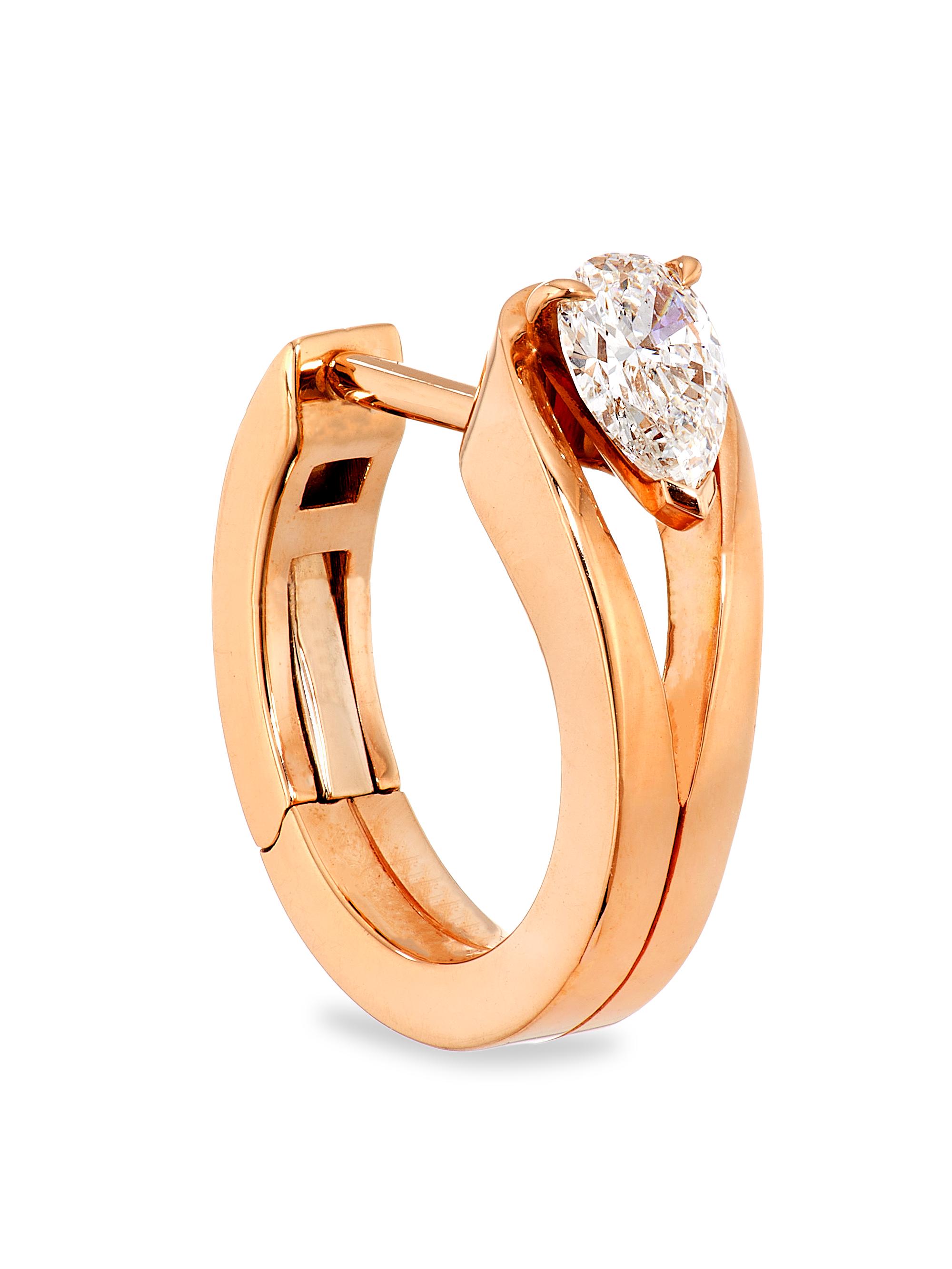 Repossi Women's Serti Inversé 18K Rose Gold & Diamond Single Hoop Earring - Rose Gold