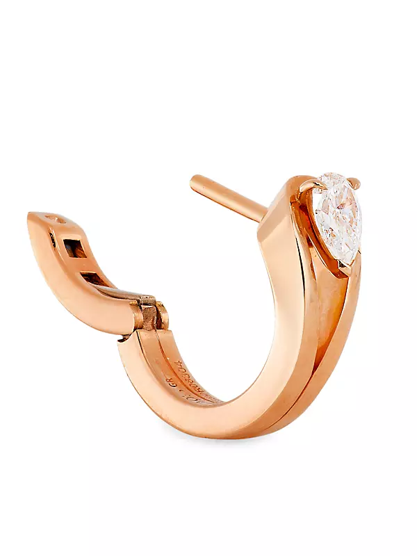 Serti Inversé 18K Rose Gold & Diamond Single Hoop Earring
