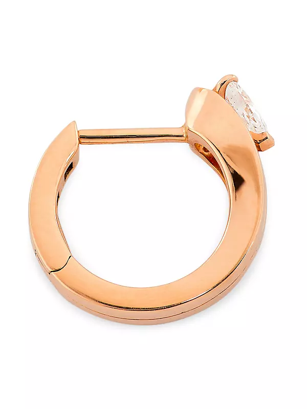 Serti Inversé 18K Rose Gold & Diamond Single Hoop Earring