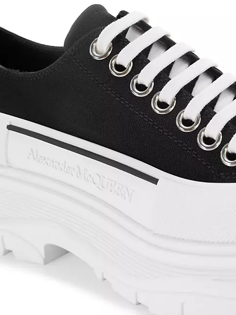 Men's Luxury Sneakers - Alexander McQueen Black and White Low Tread Slick  Sneakers