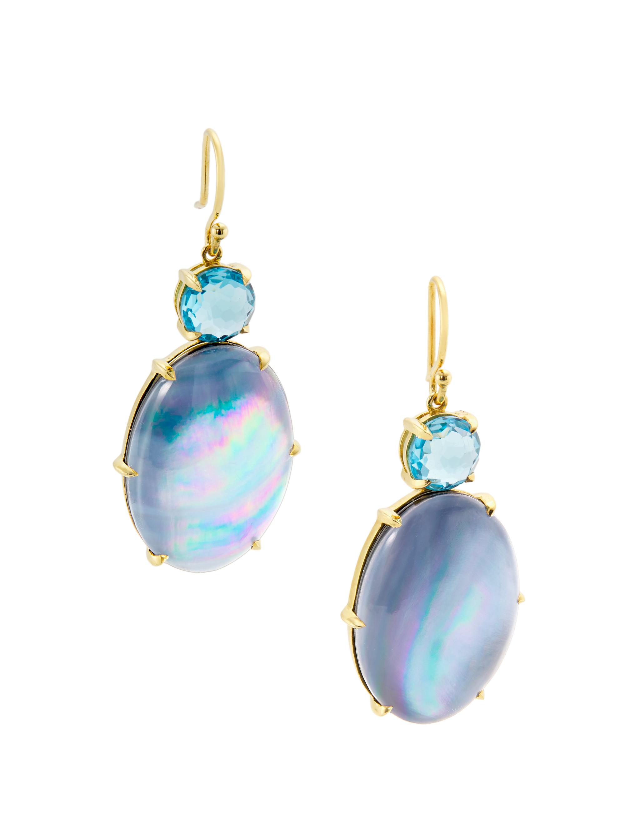 Ippolita Women's Rock Candy 18K Yellow Gold, Swiss Blue Topaz & Onyx Drop Earrings - Gold