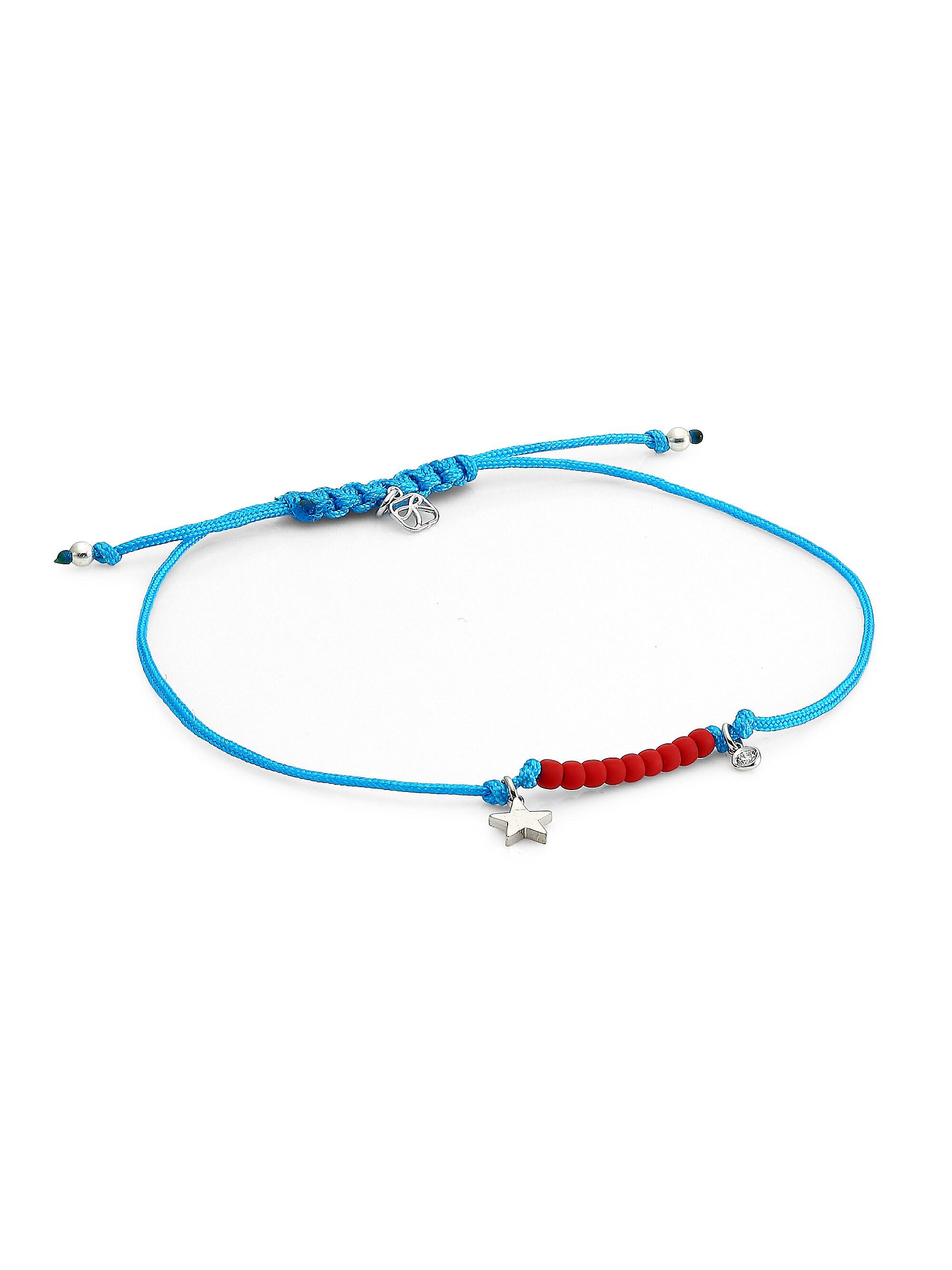 Sydney Evan Women's Syd By  Sterling Silver, Diamond & Star Charm Cord Bracelet - Blue