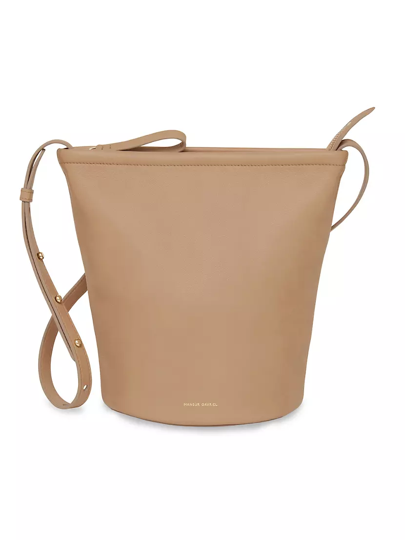 Mansur Gavriel Zip Bucket Bag in Grey Calfskin Leather ref.909317