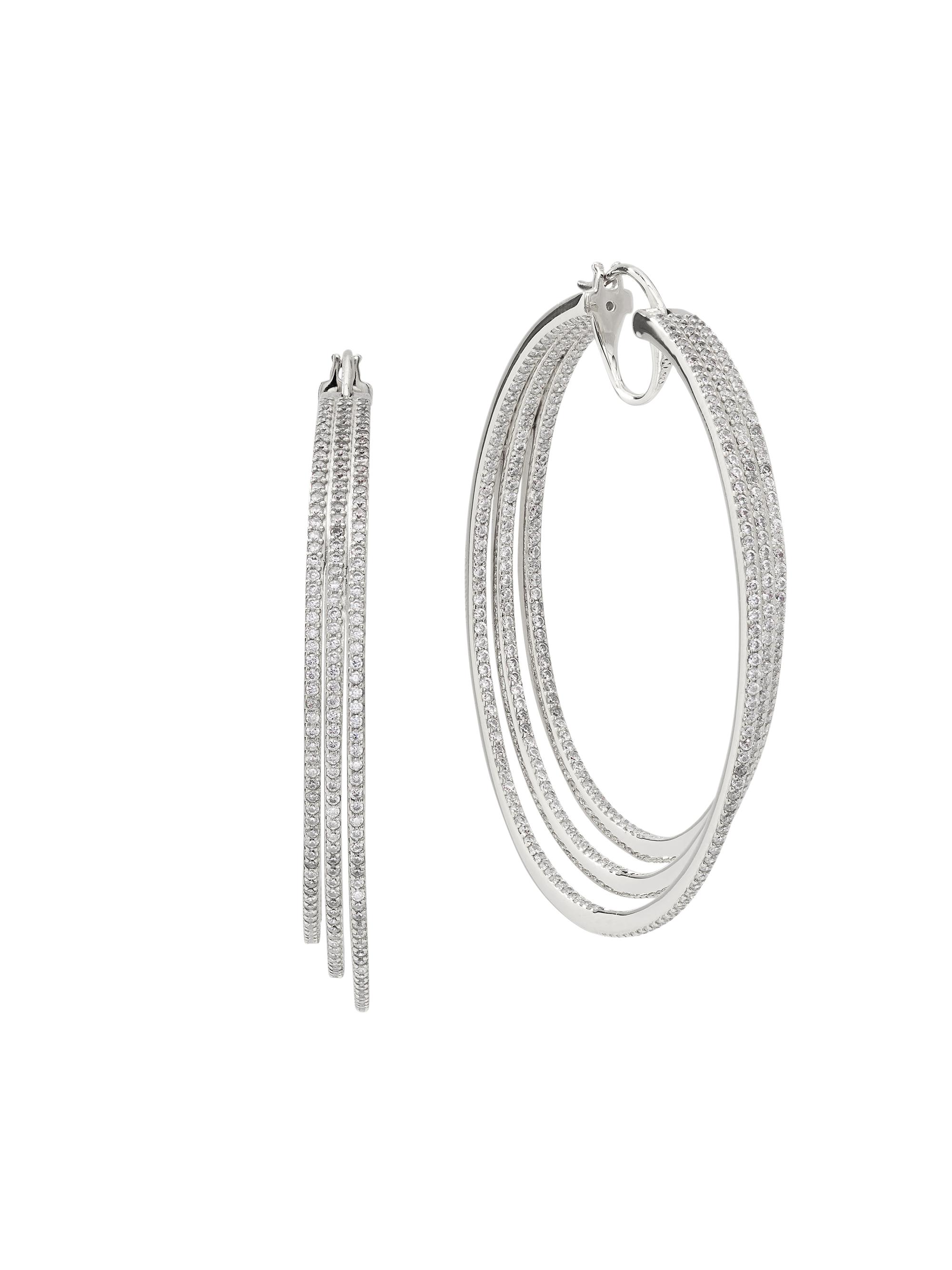 Adriana Orsini Women's Sterling Silver & Cubic Zirconia Triple-Hoop Earrings - Rhodium