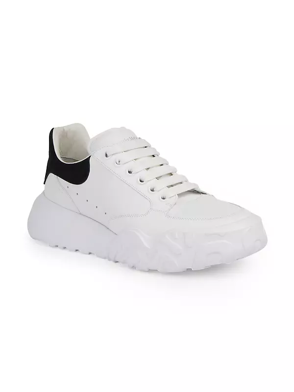 Alexander McQueen Men's Court Exaggerated-Sole Leather Sneakers