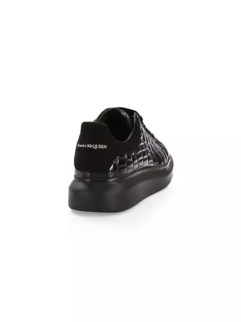 Shop Alexander McQueen Men's Croc-Embossed Leather Oversized Sneakers