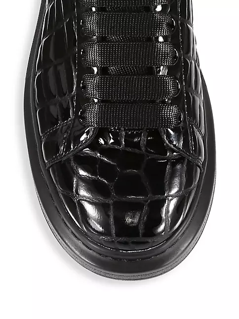 Shop Alexander McQueen Men's Croc-Embossed Leather Oversized Sneakers