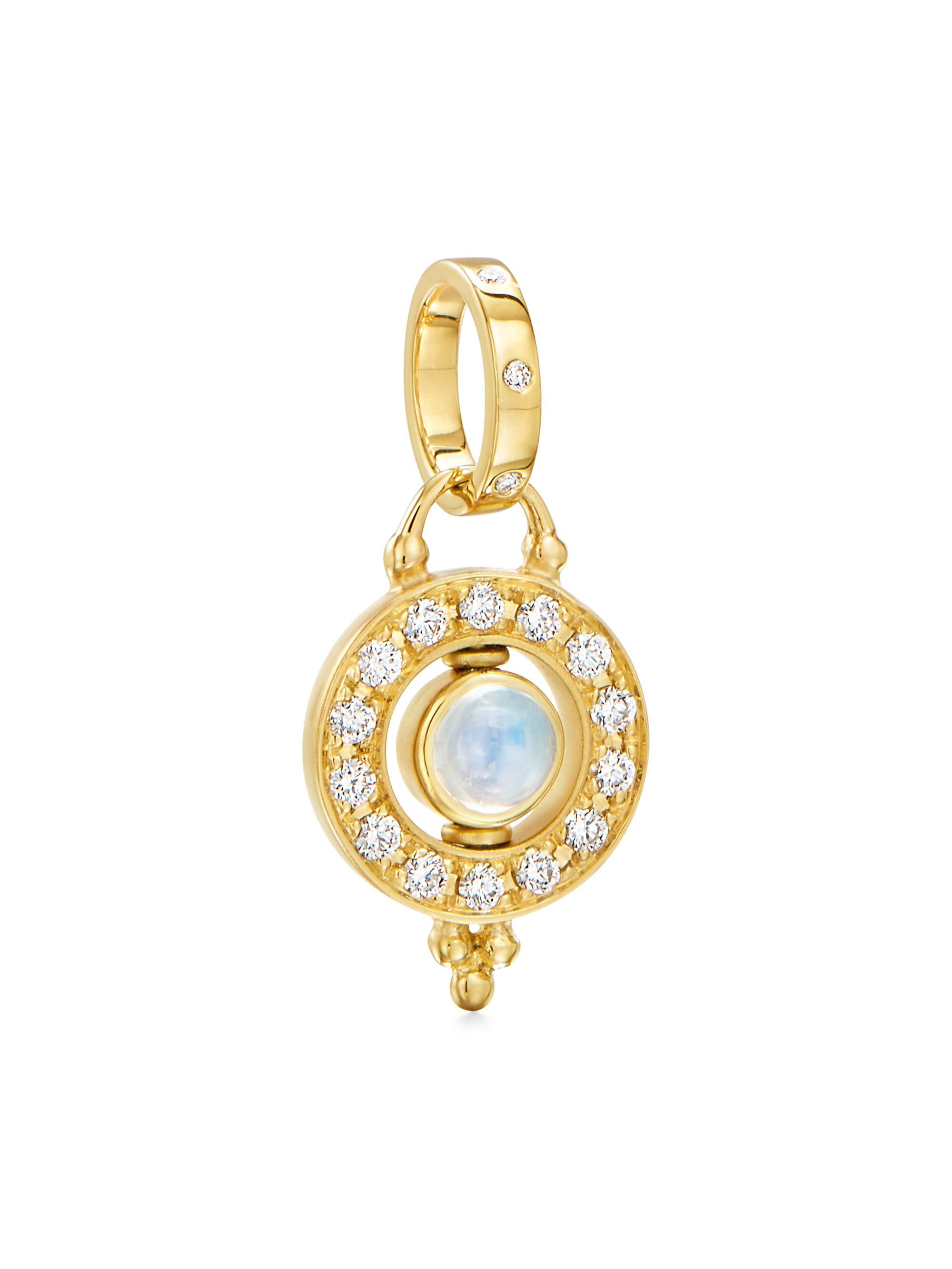 Temple St. Clair Women's Celestial 18K Yellow Gold Moonstone & Diamond Mini Orbit Pendant - Gold