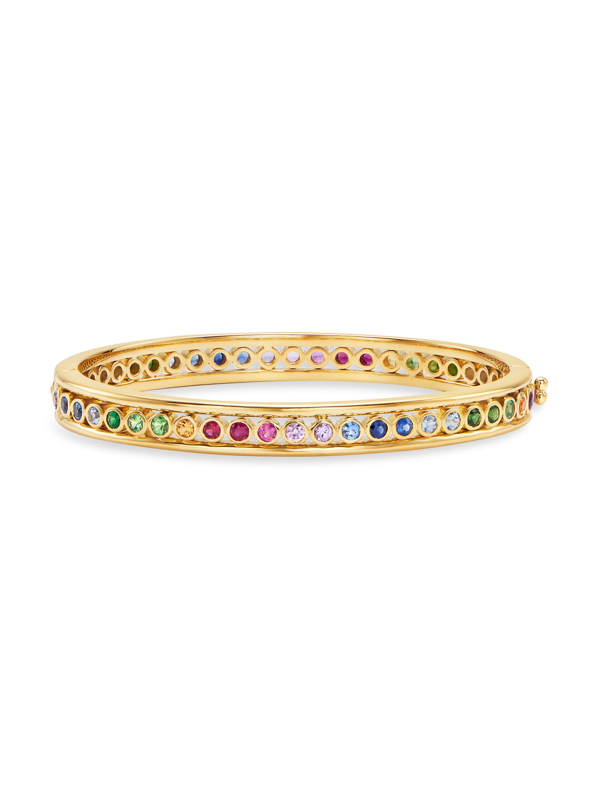 Temple St. Clair Women's Florence86 Rainbow 18K Yellow Gold & Multi-Gemstone Eternity Bracelet