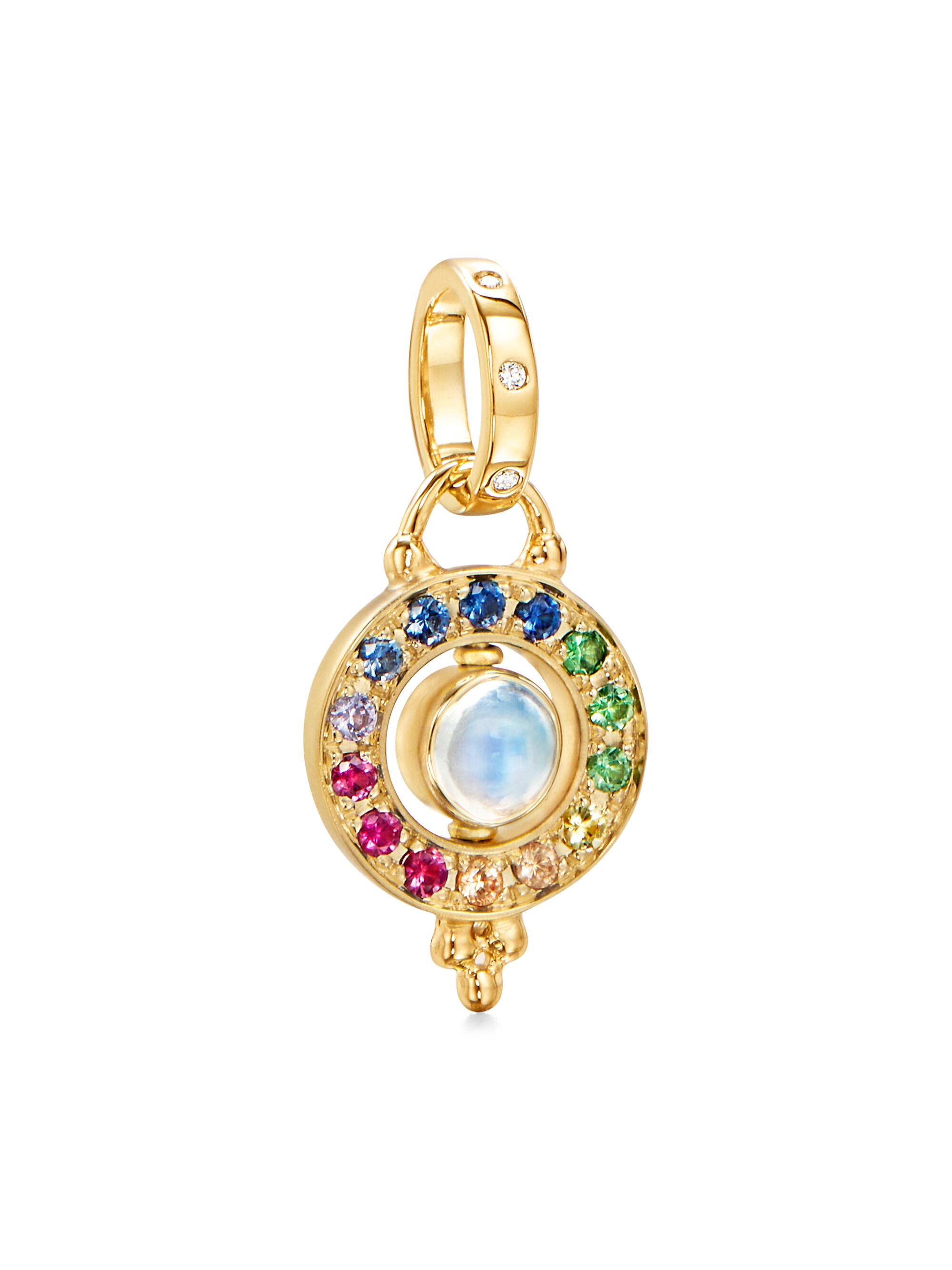 Temple St. Clair Women's Celestial 18K Yellow Gold & Rainbow Multi-Stone Mini Orbit Pendant - Gold