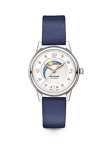 Bohème Stainless Steel, Diamond & Leather Strap Day-Night Watch