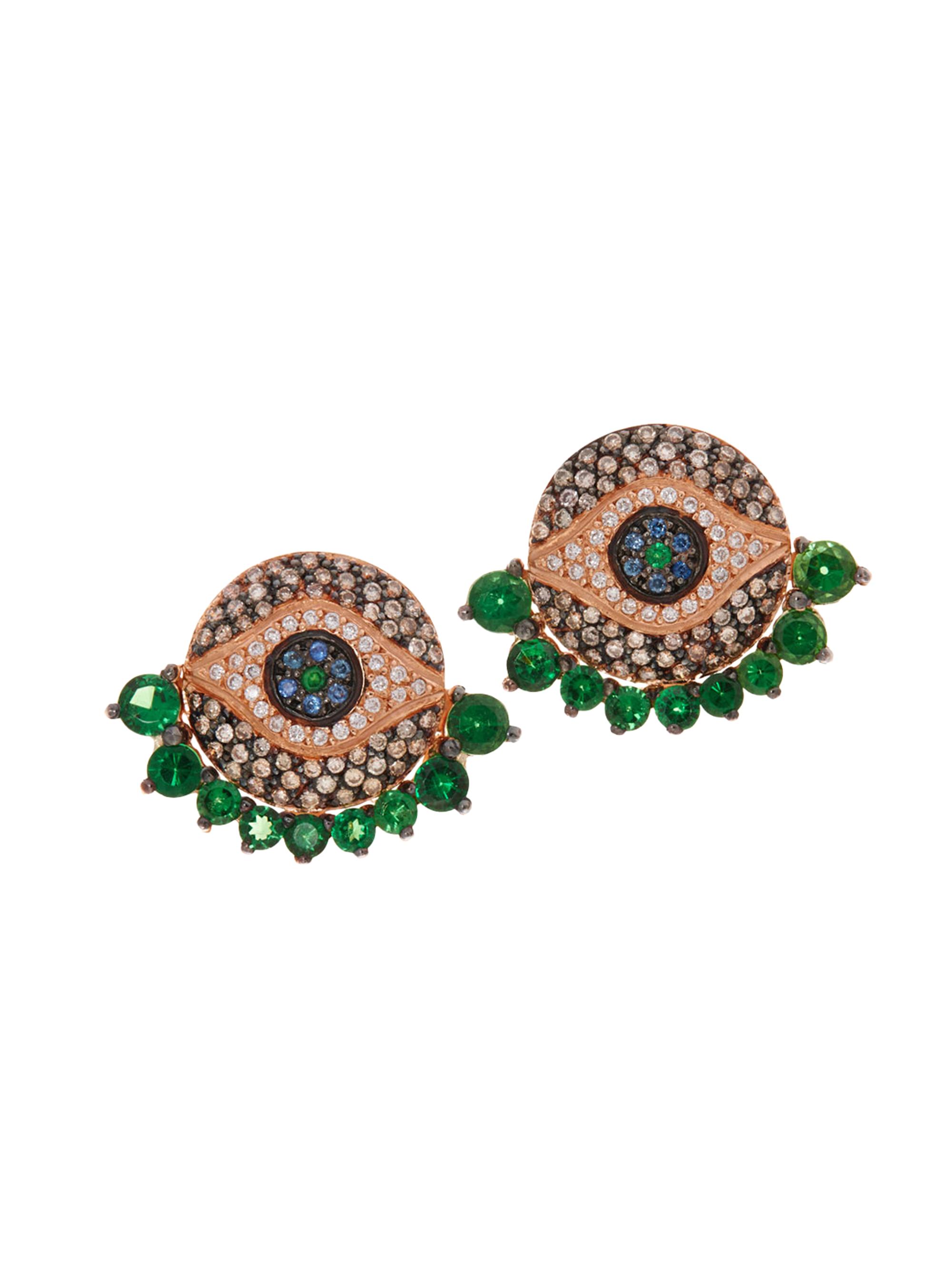 Ileana Makri Women's Evil Eye 18K Yellow Gold & Multi-Stone Dawn Stud Earrings - Yellow Gold