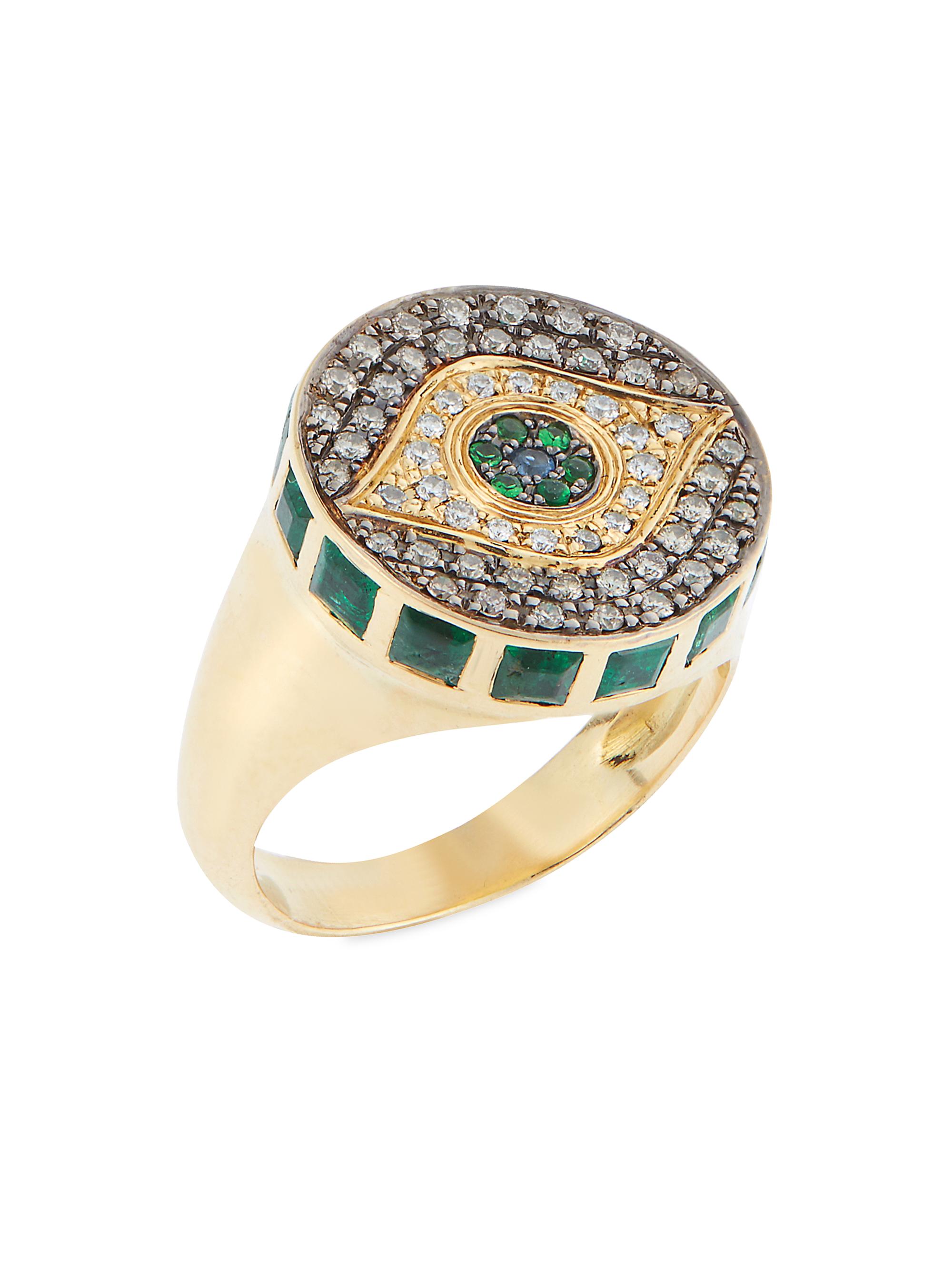 Ileana Makri Women's Evil Eye 18K Yellow Gold & Multi-Stone Dawn Chevalier Ring - Yellow Gold