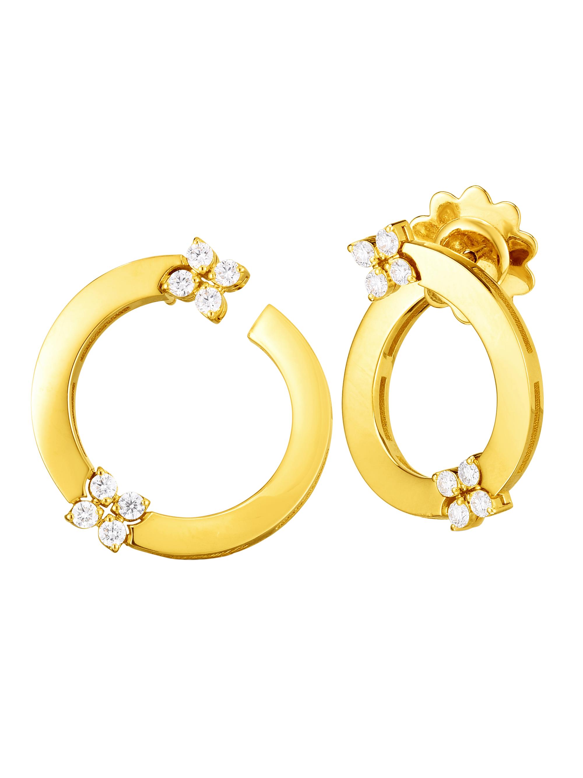 Roberto Coin Women's Love In Verona 18K Yellow Gold & Double Diamond Front-Facing Hoop Earrings - Yellow Gold
