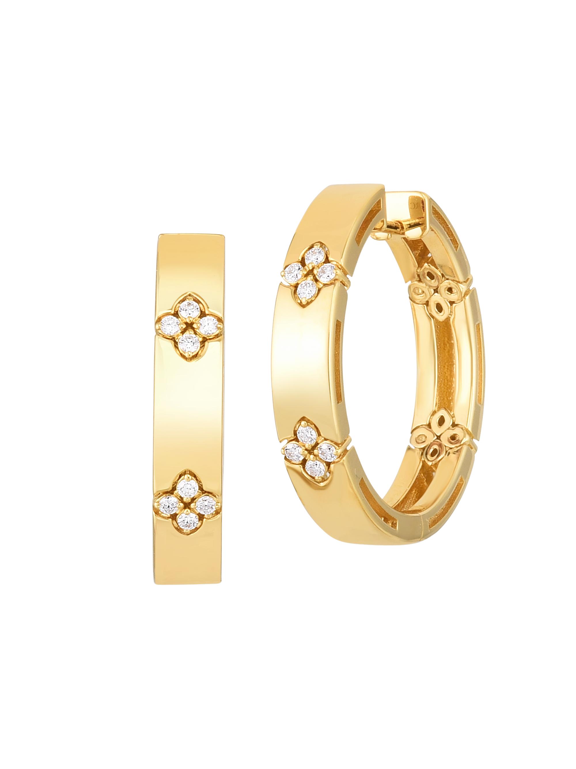 Roberto Coin Women's Love In Verona 18K Yellow Gold & Diamond Hoop Earrings - Yellow Gold