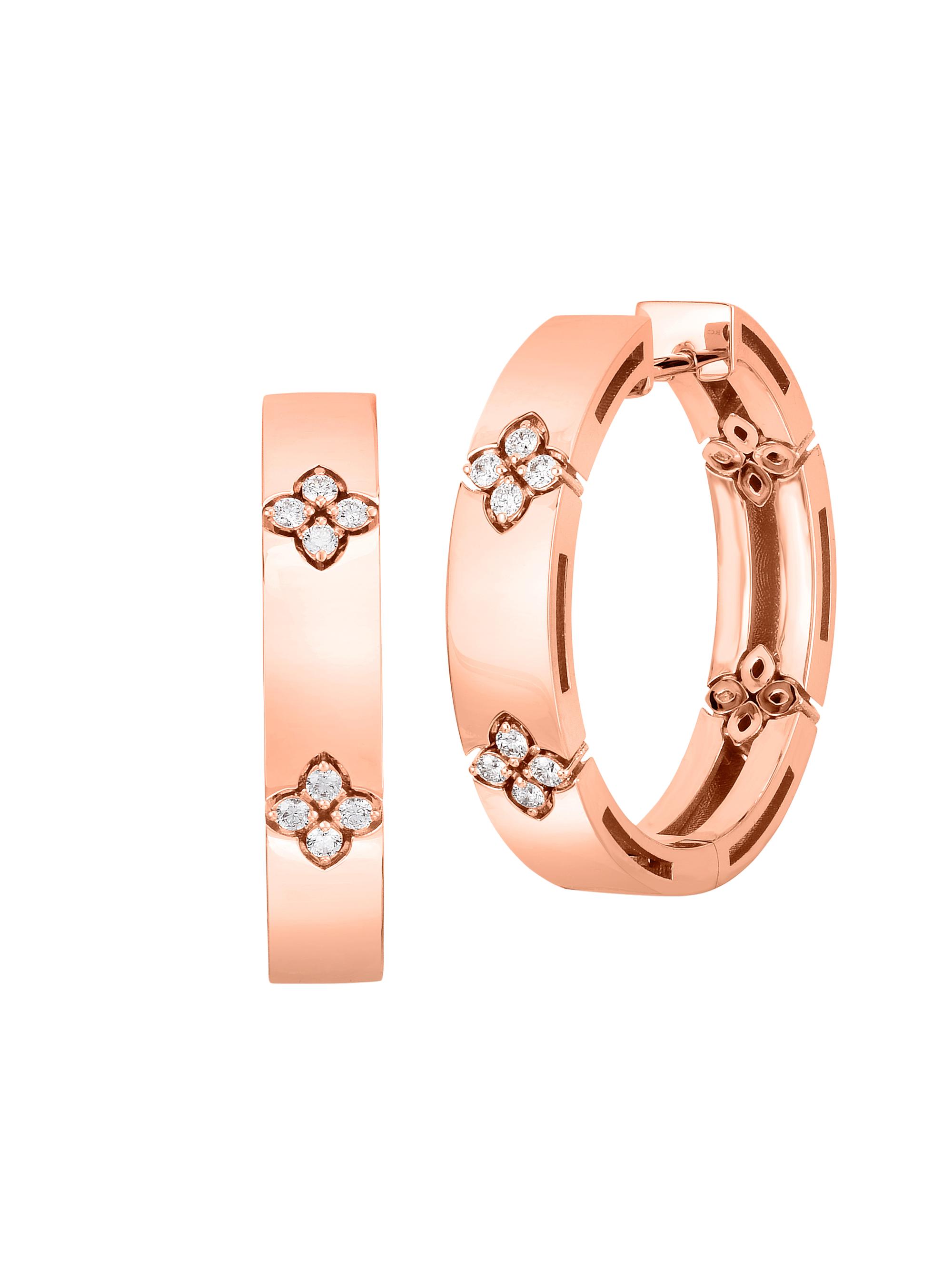 Roberto Coin Women's Love In Verona 18K Rose Gold & Diamond Hoop Earrings - Rose Gold
