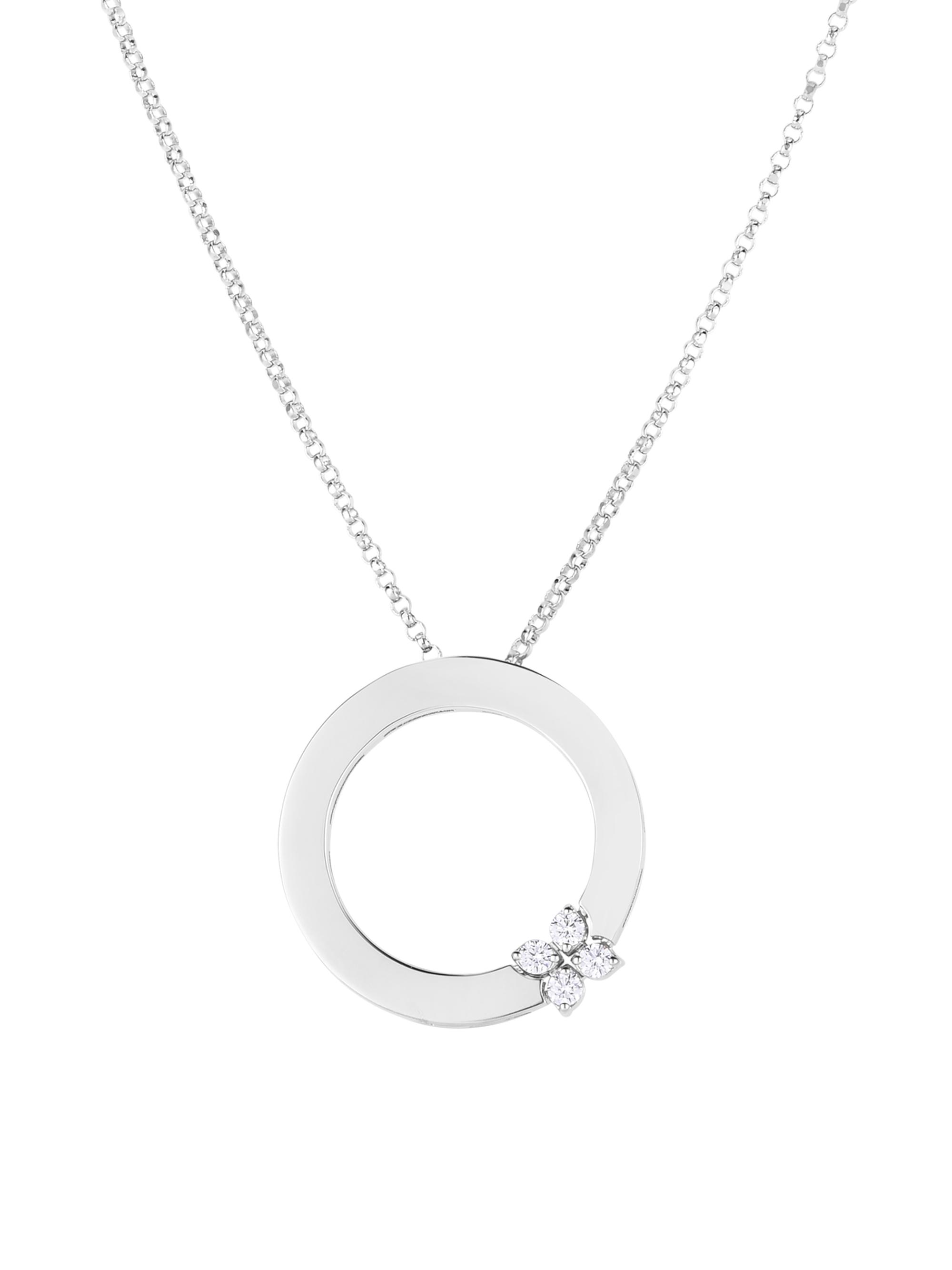 Roberto Coin Women's Love In Verona 18K White Gold & Diamond Flower Circle Of Life Pendant Necklace - White Gold