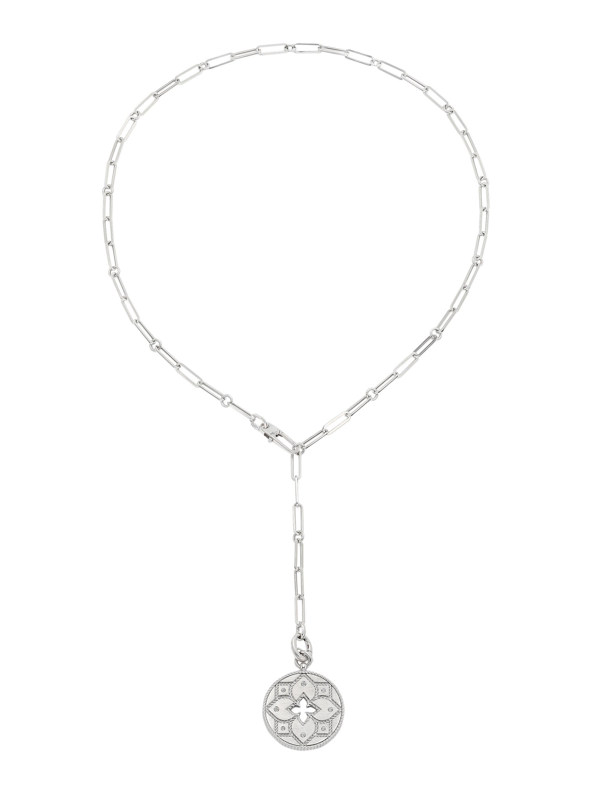 Roberto Coin Women's Venetian Princess 18K White Gold & Diamond Medallion Necklace - White Gold