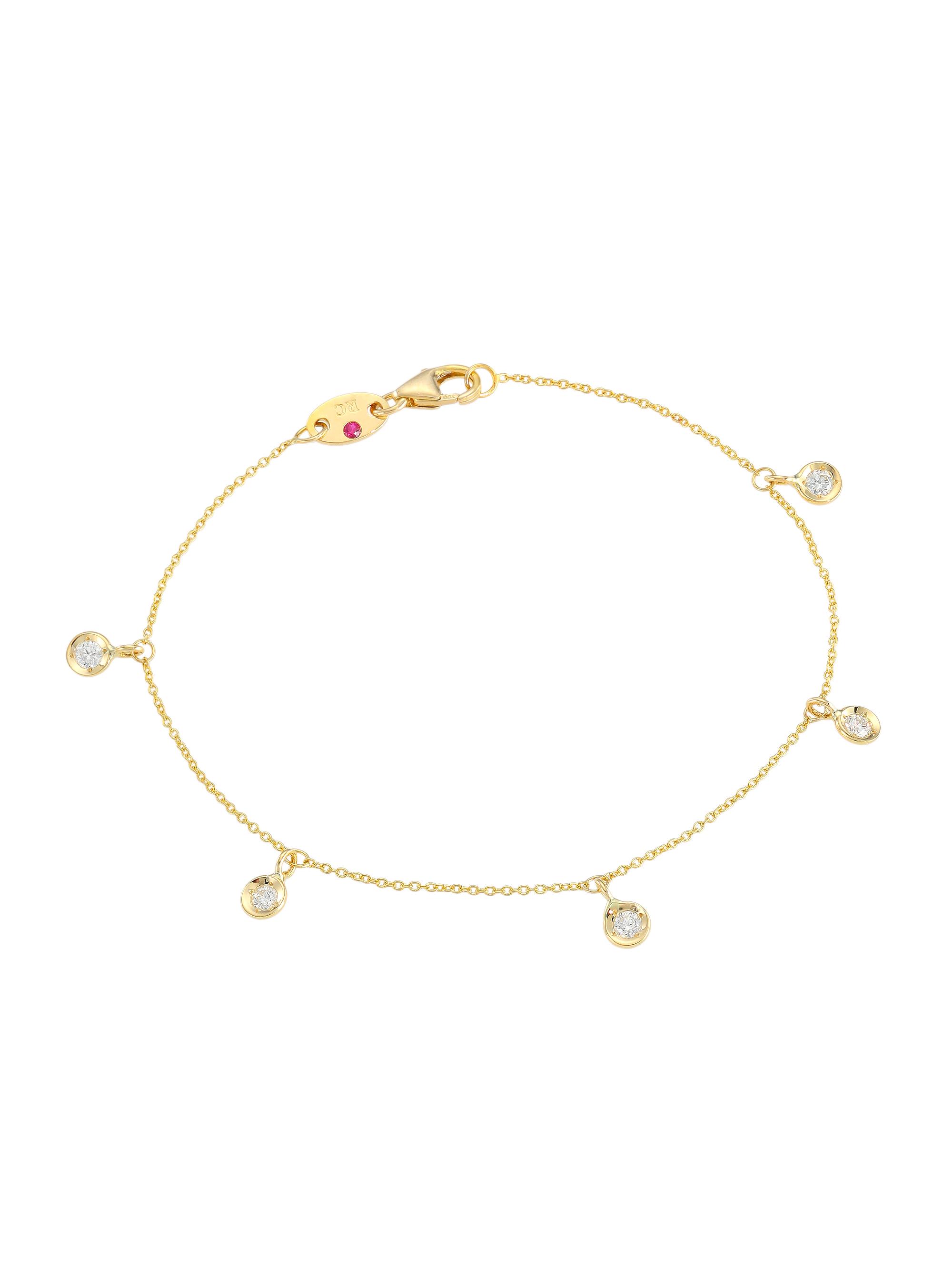 Roberto Coin Women's Diamond By The Inch 18K Yellow Gold & Diamond Dangle Bracelet - Gold