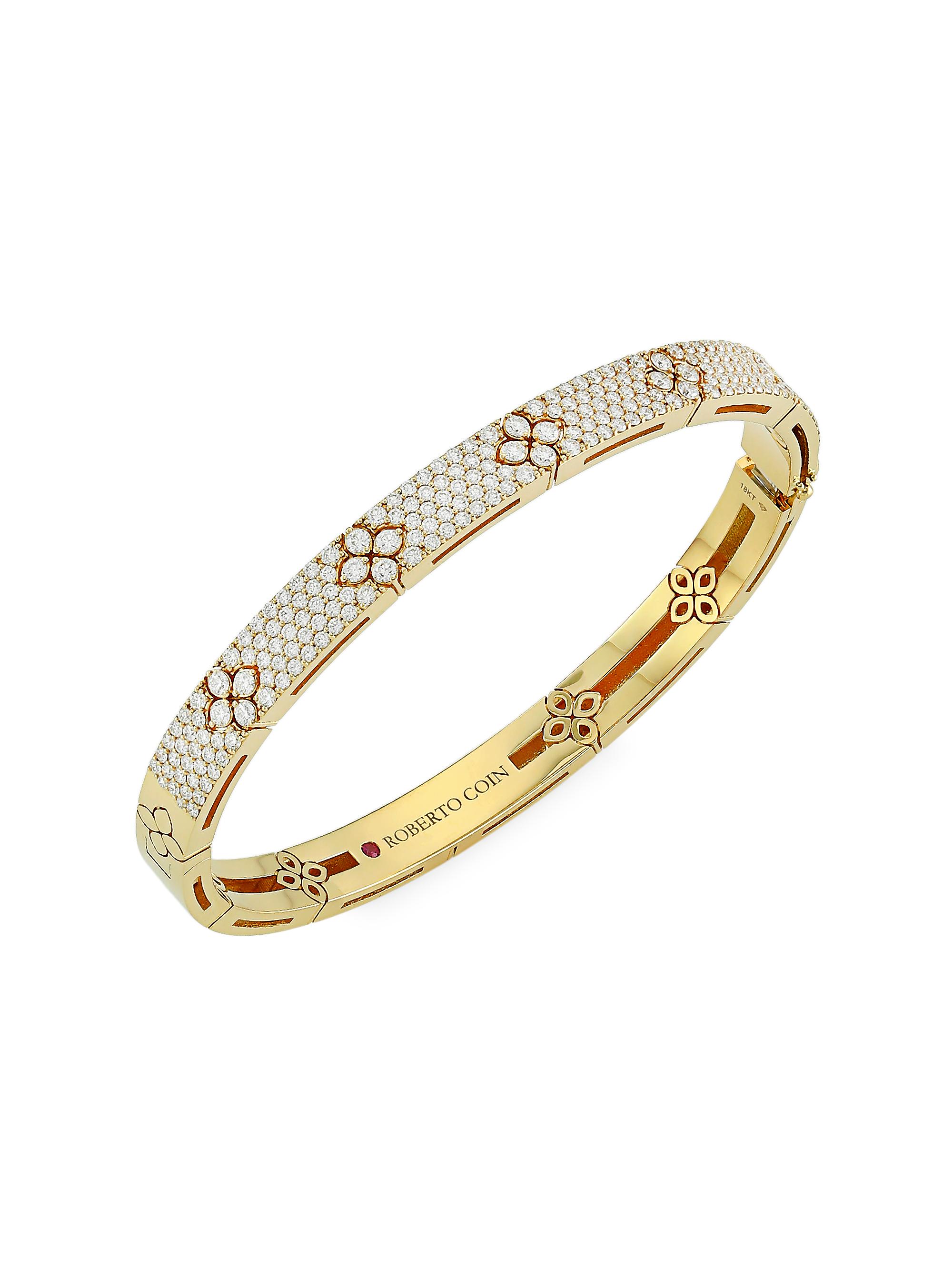 Roberto Coin Women's Love In Verona 18K Yellow Gold & Diamond Bangle - Yellow Gold