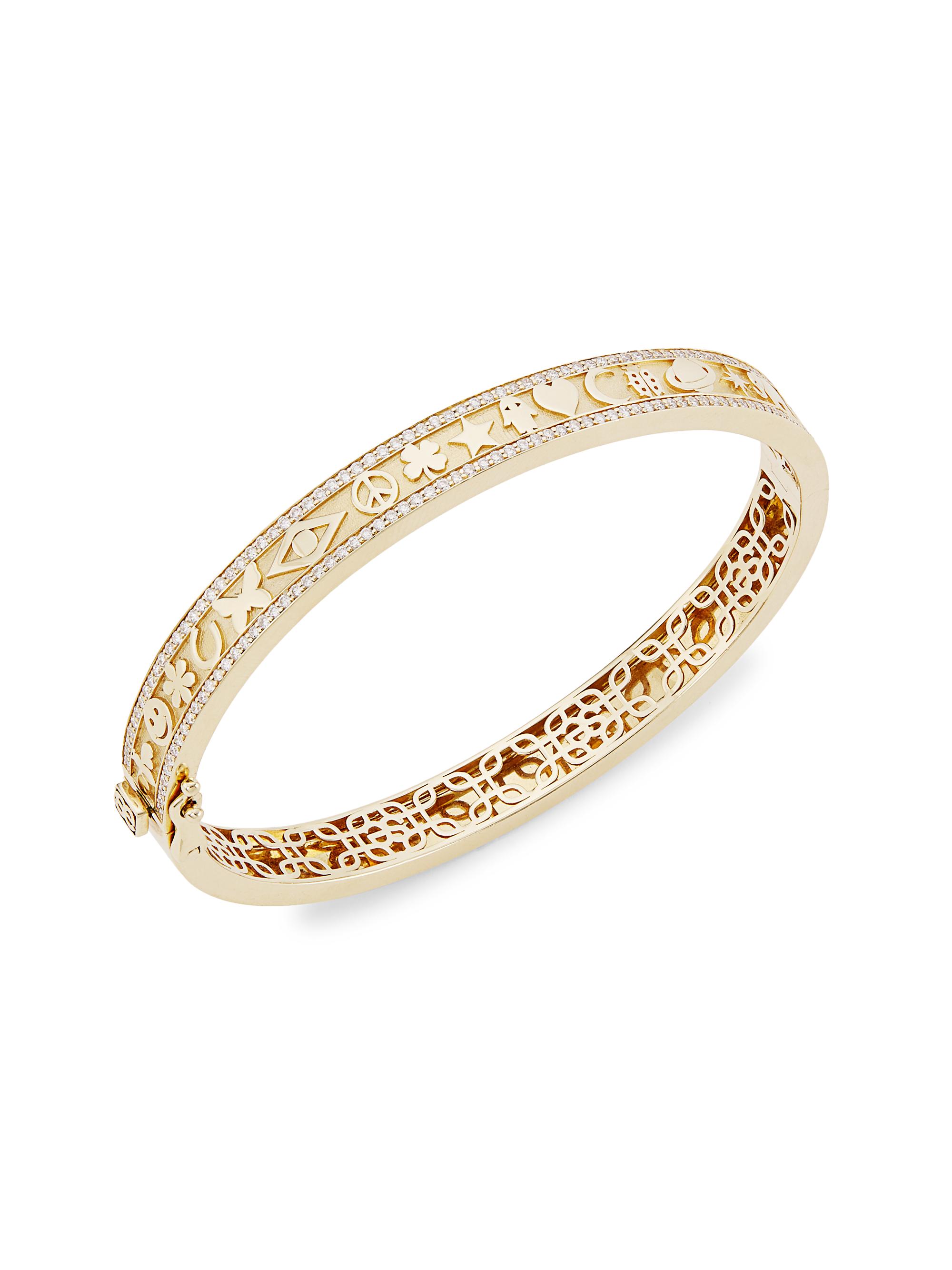 Sydney Evan Women's  Icon 14K Yellow Gold & 0.82 TCW Diamond Hinge Bangle - Gold