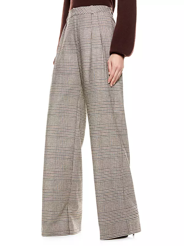 Eric High-Waist Prince Of Wales Check Wool-Blend Pants