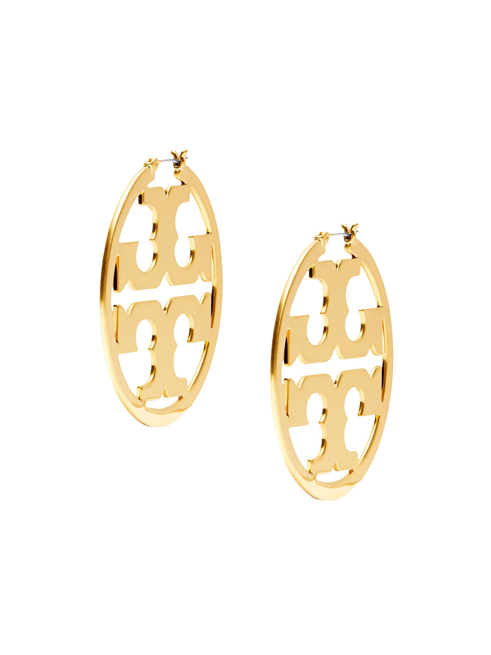 Tory Burch Women's Goldtone Double T Hoop Earrings - Tory Gold