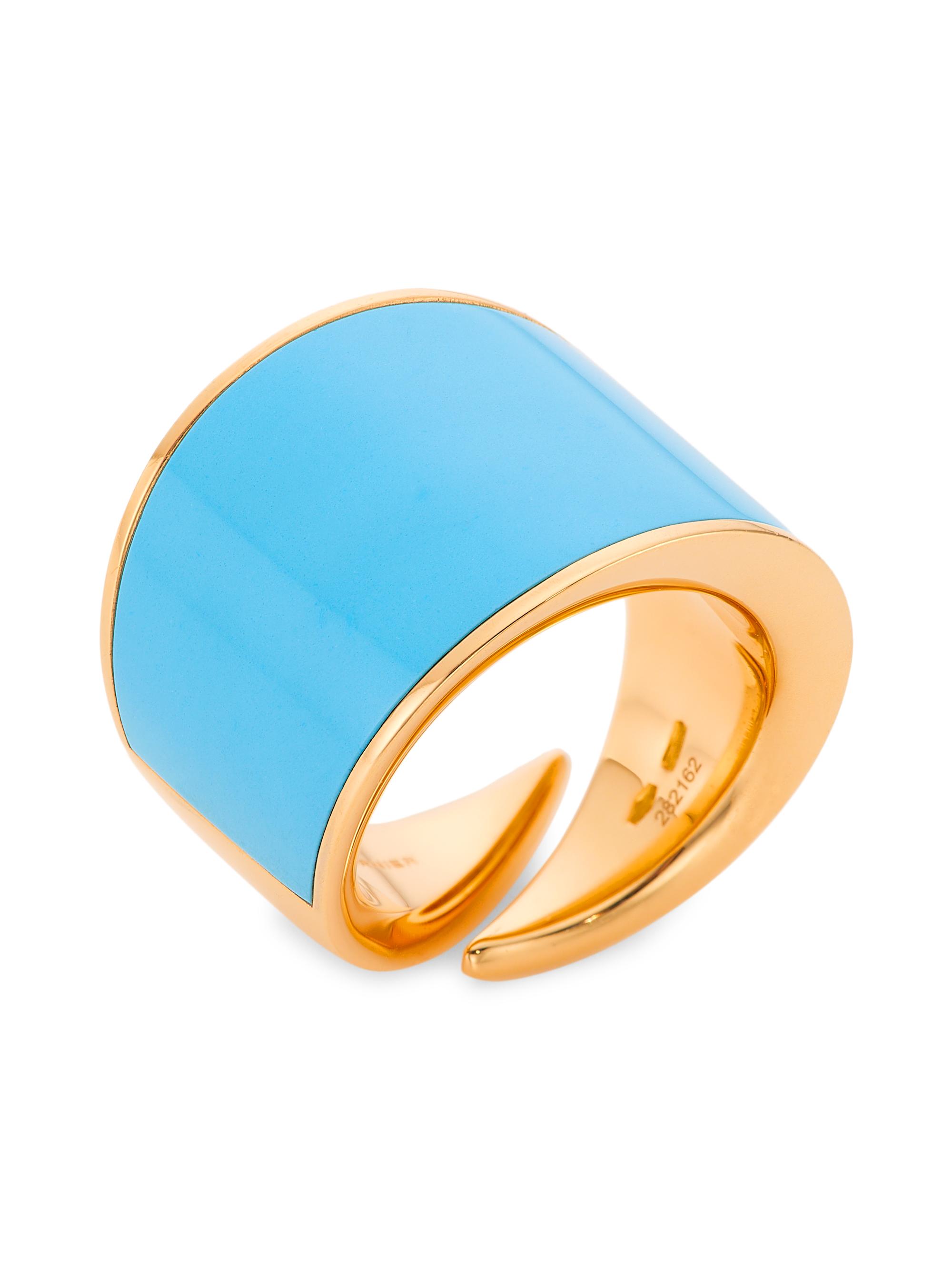 Vhernier Women's Vague 18K Rose Gold & Turquoise Ring - Blue