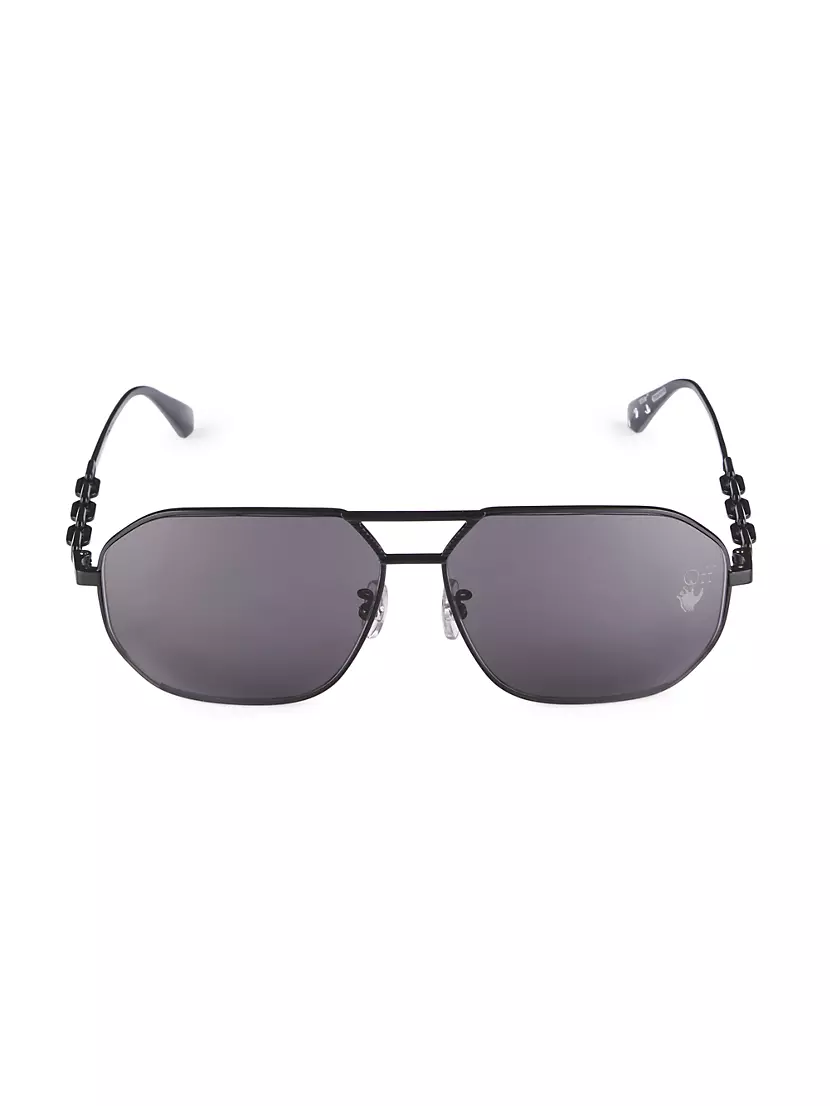 Men's Slim Square Gold Metal Sunglasses With Brow Bar