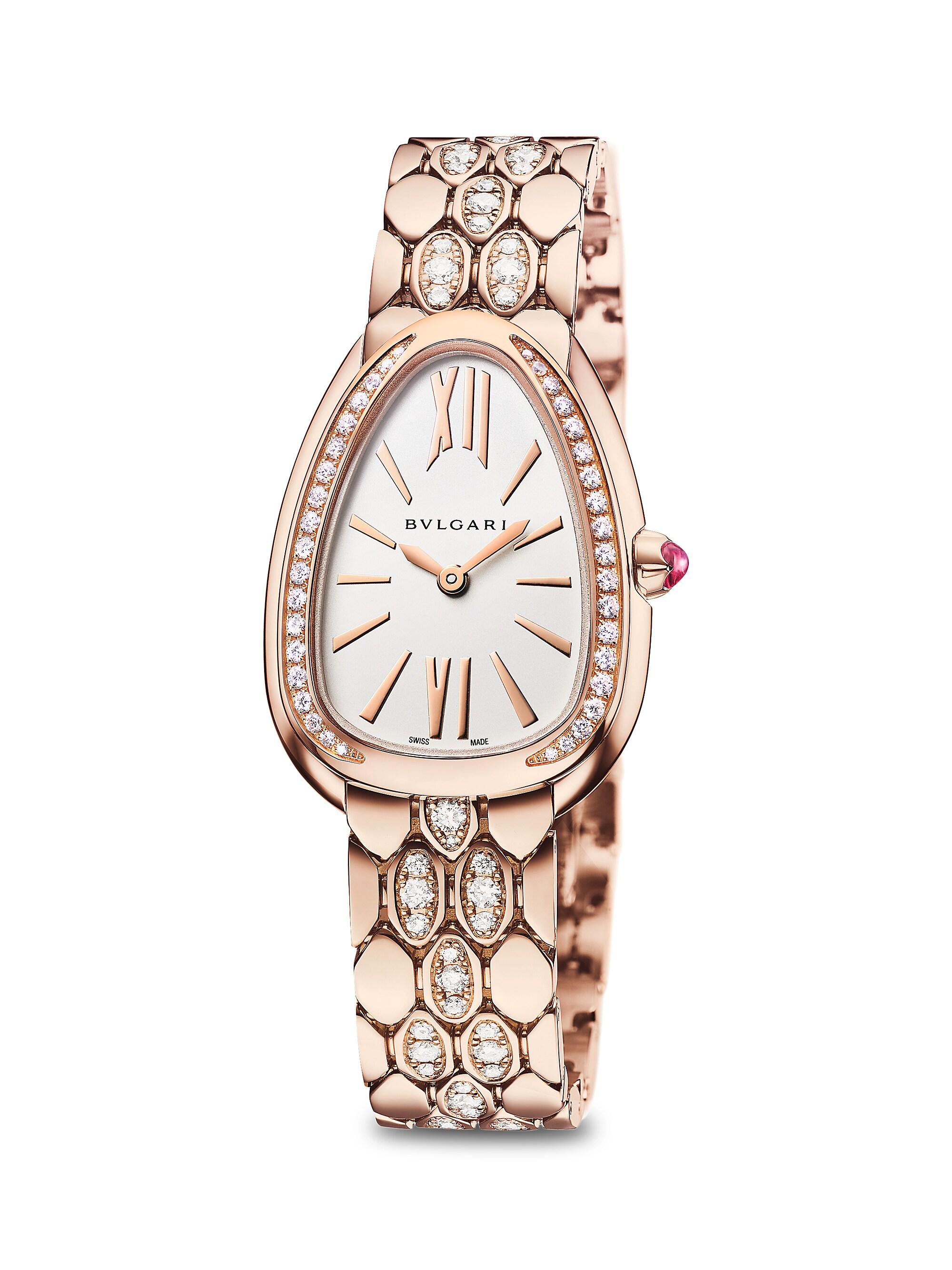 BVLGARI Women's Serpenti Seduttori 18K 5N Rose Gold & Diamond Bracelet Watch