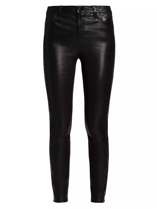 Adele Mid-Rise Cropped Straight Leather Pants