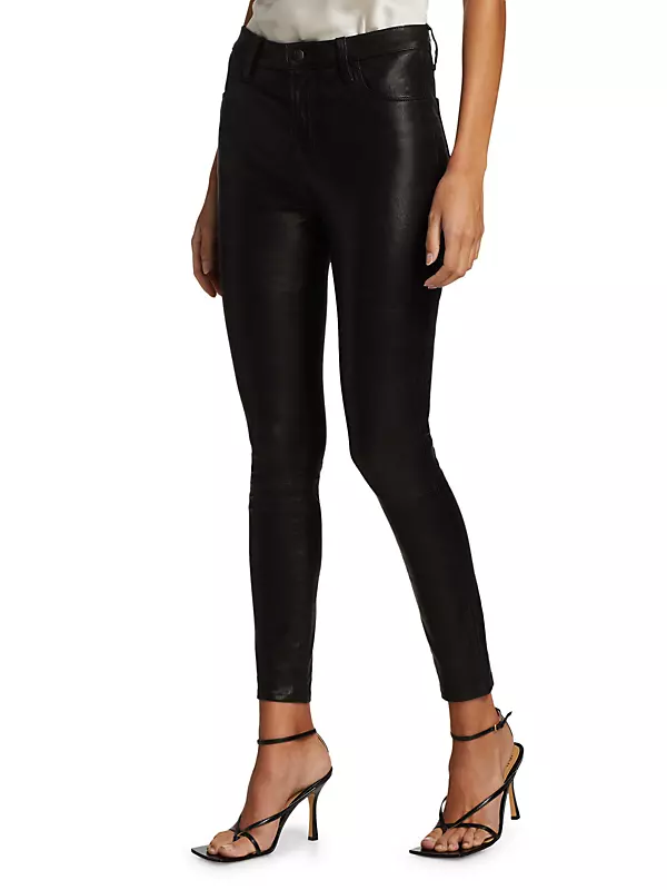 Adele Mid-Rise Cropped Straight Leather Pants