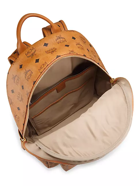 MCM Stark Visetos Mini Studded Coated Canvas Beige Backpack