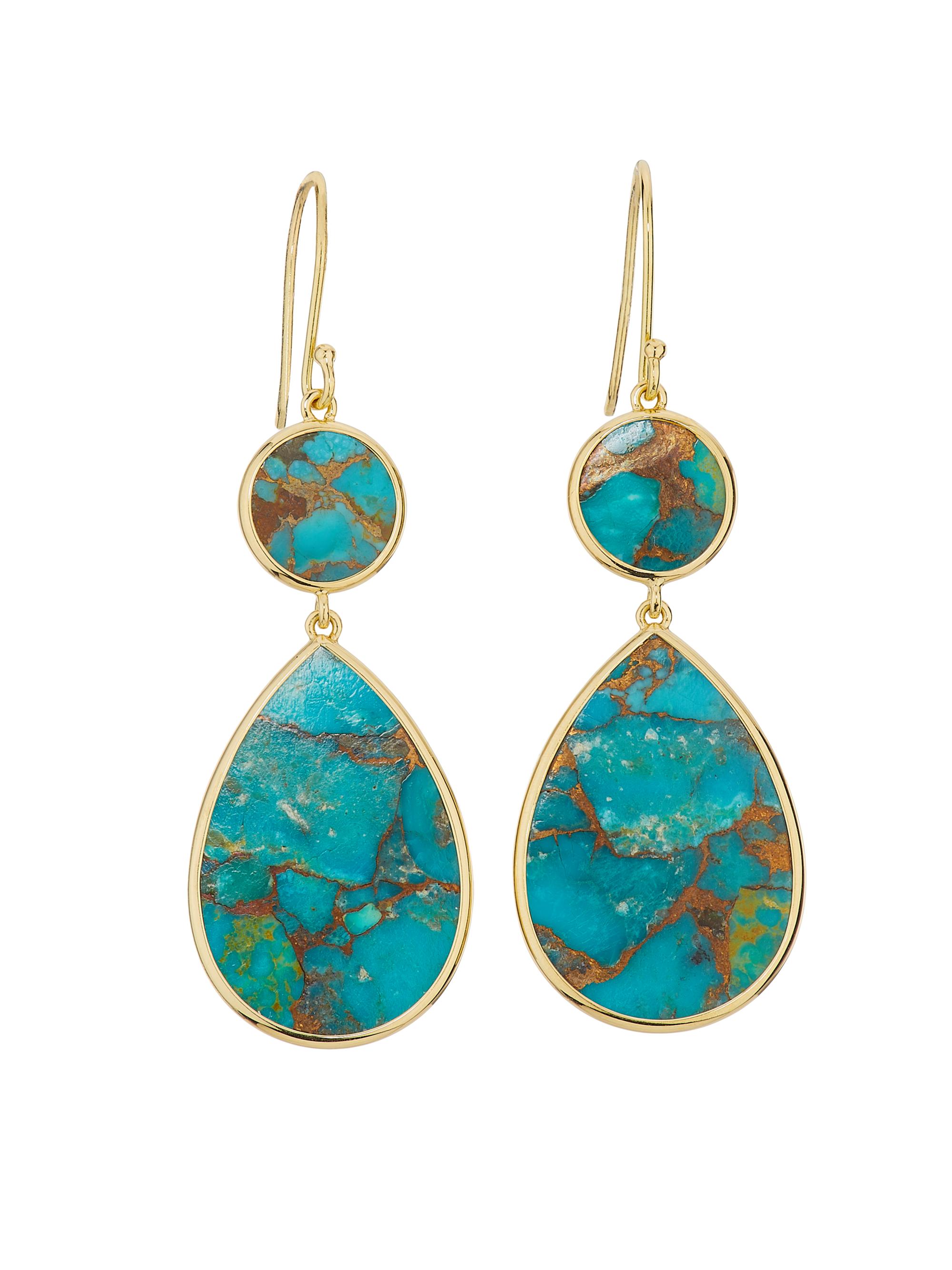 Ippolita Women's Rock Candy 18K Yellow Gold & Gemstone Double-Drop Earrings - Turquoise