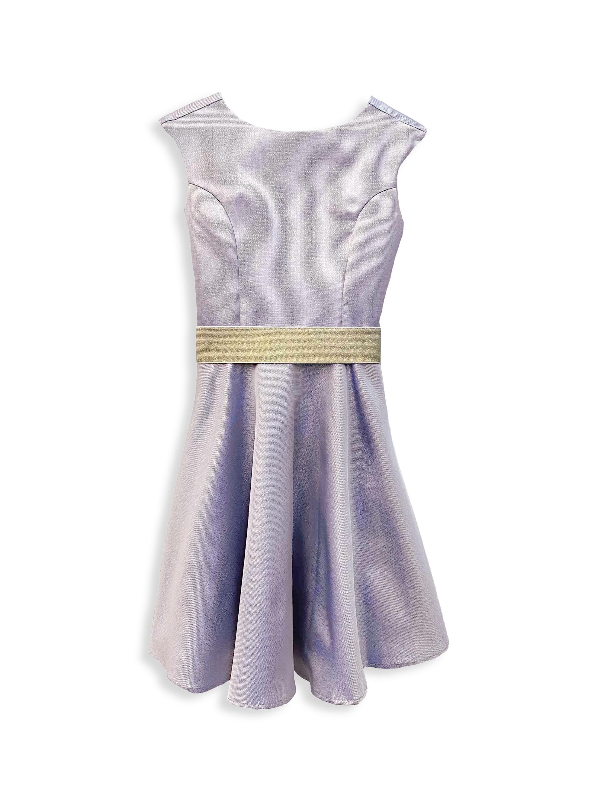 Un Deux Trois Girl's Cap-Sleeve Jacquard Flared Dress - Blue Gold
