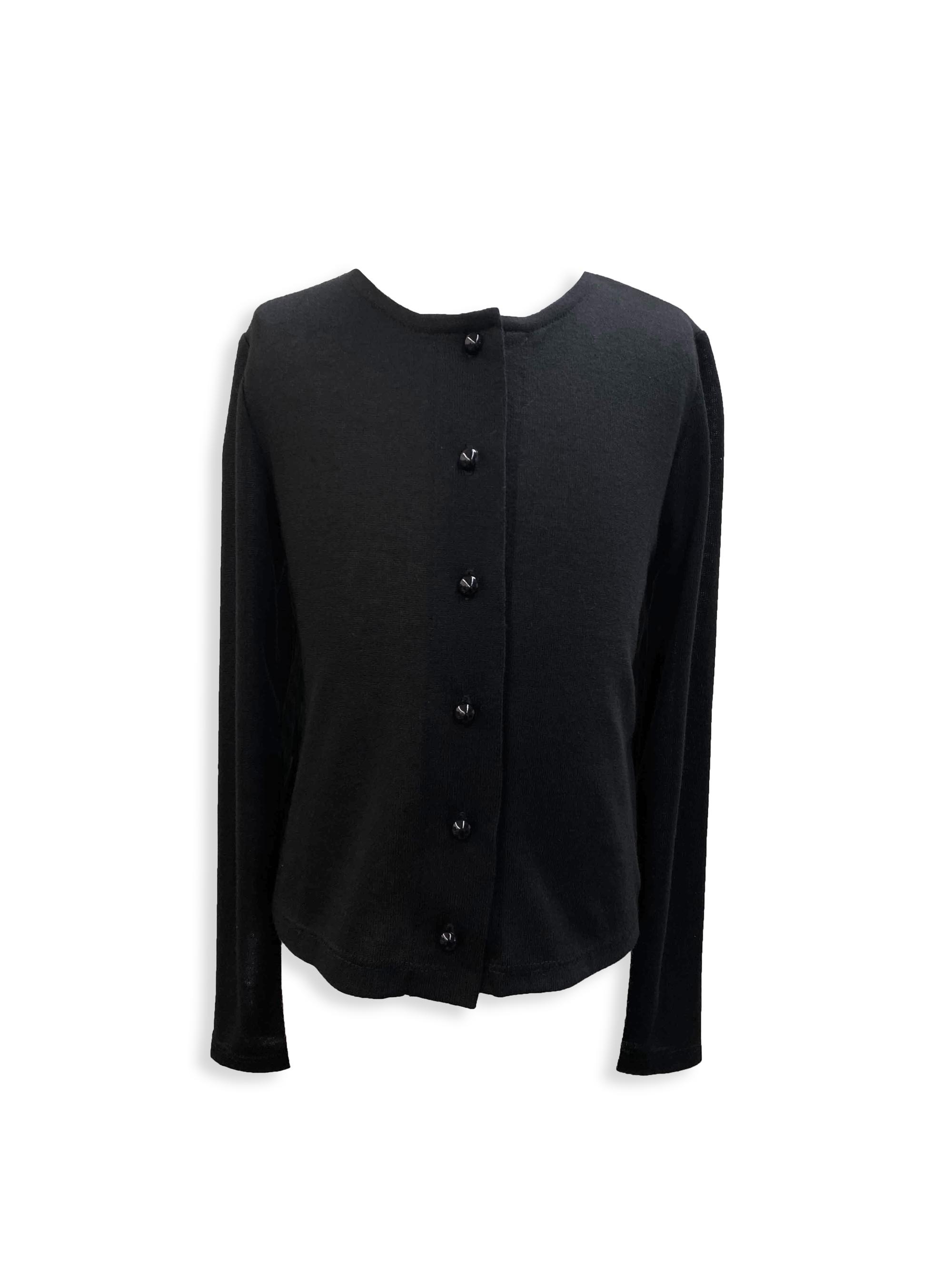 Un Deux Trois Girl's Long Sleeve Cardigan - Black