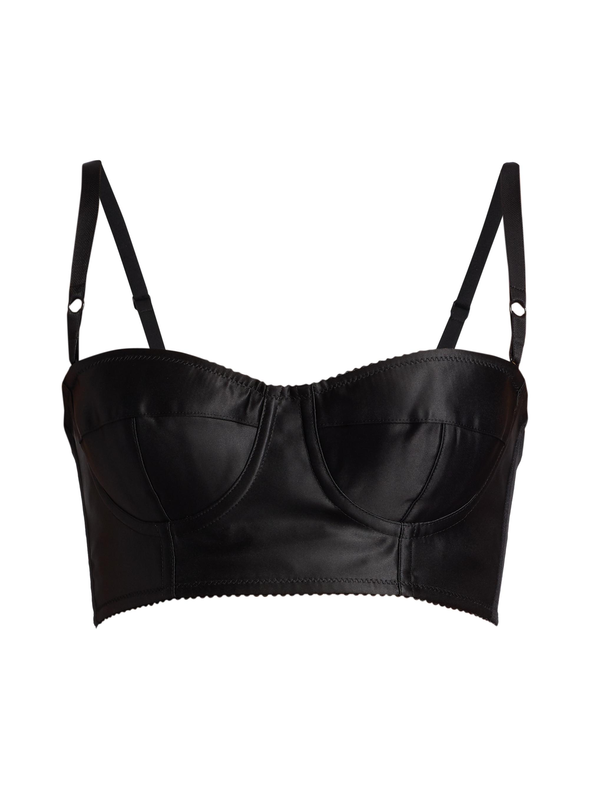Dolce & Gabbana Women's Satin Bustier Bra Top - Black