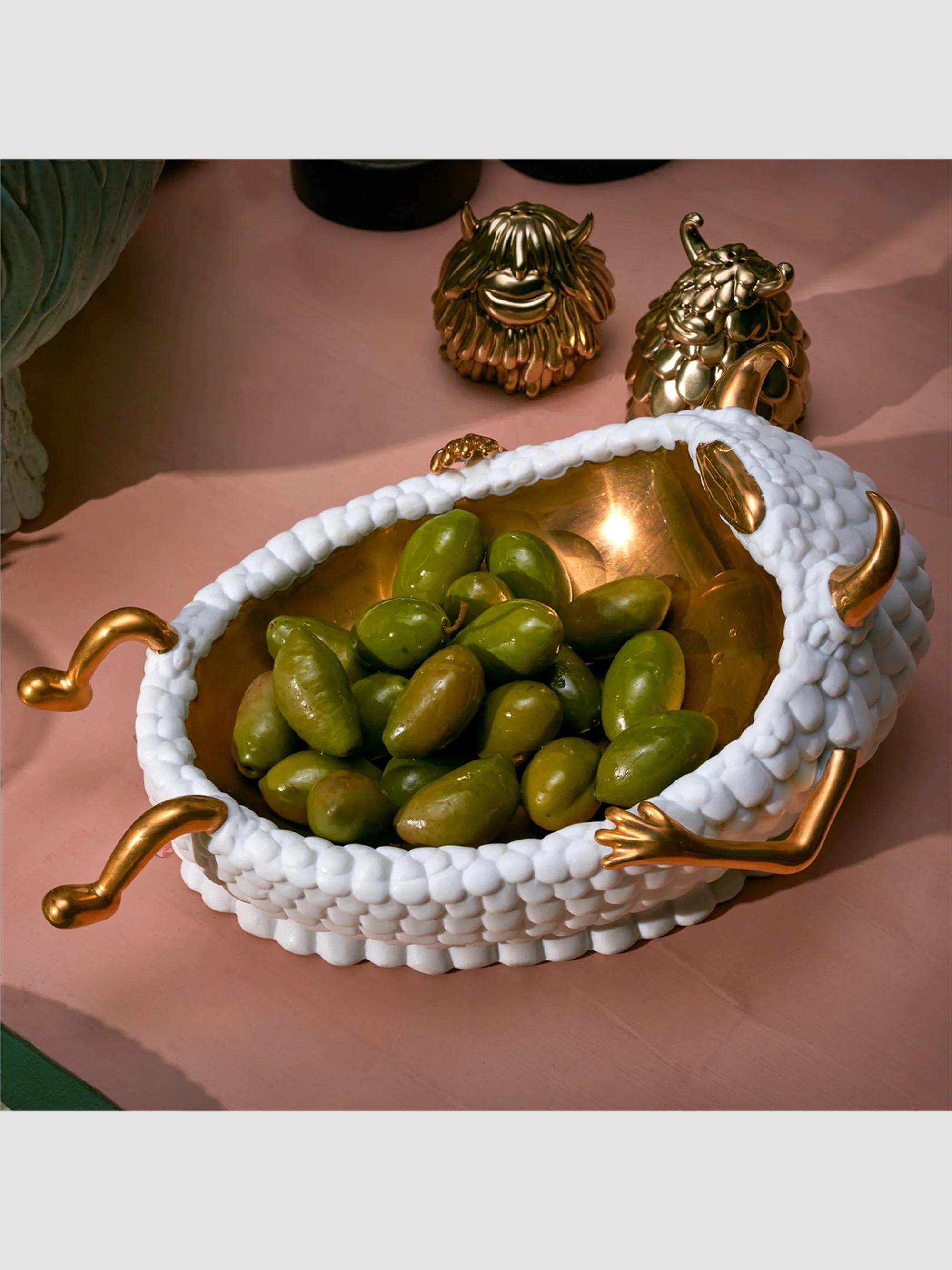 L'Objet Haas Lazy Susan 24K Gold & Porcelain Catchall Tray | Saks
