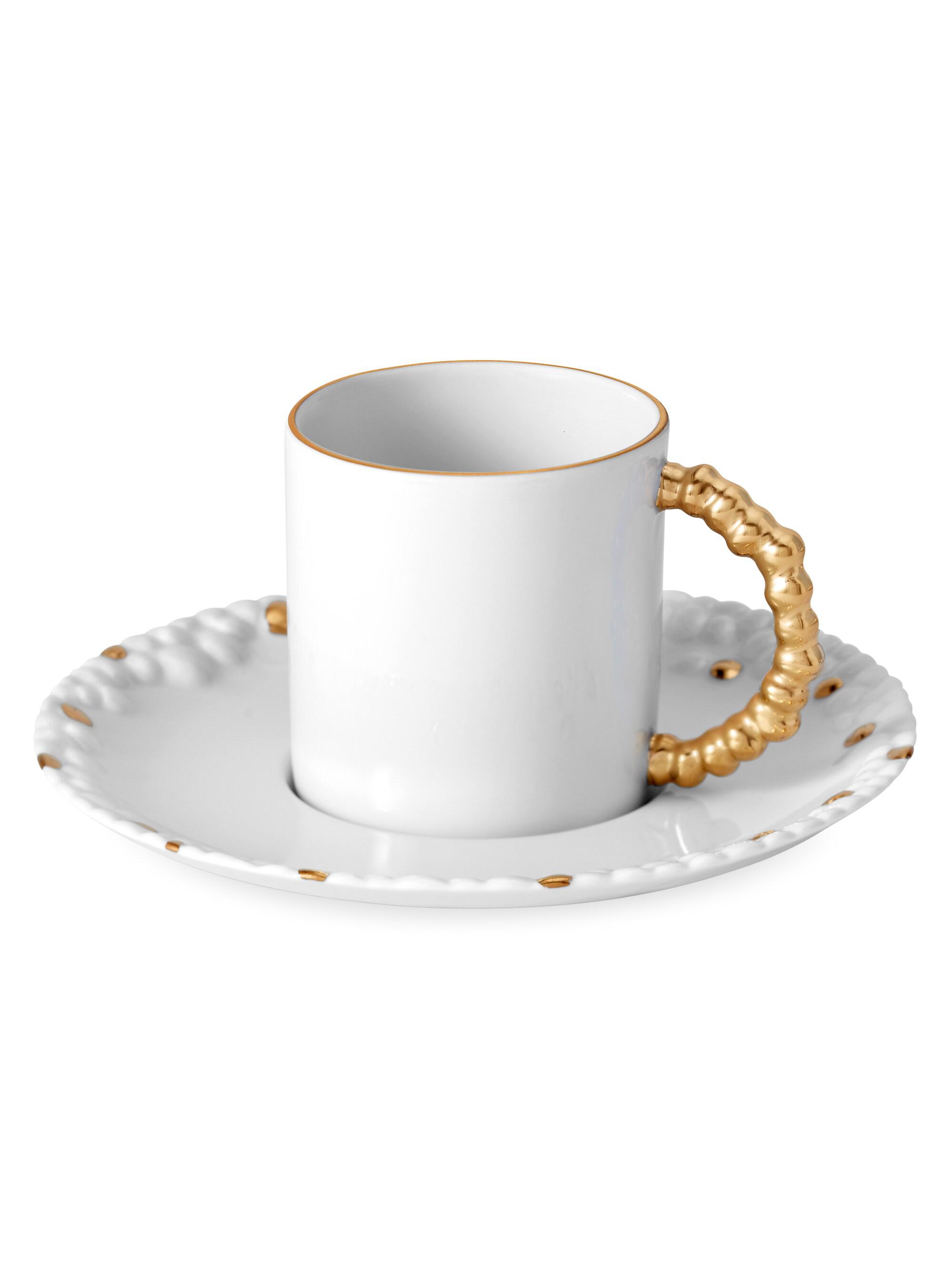 L'Objet Haas Mojave 2-Piece 24K Gold & Porcelain Espresso Cup & Saucer Set