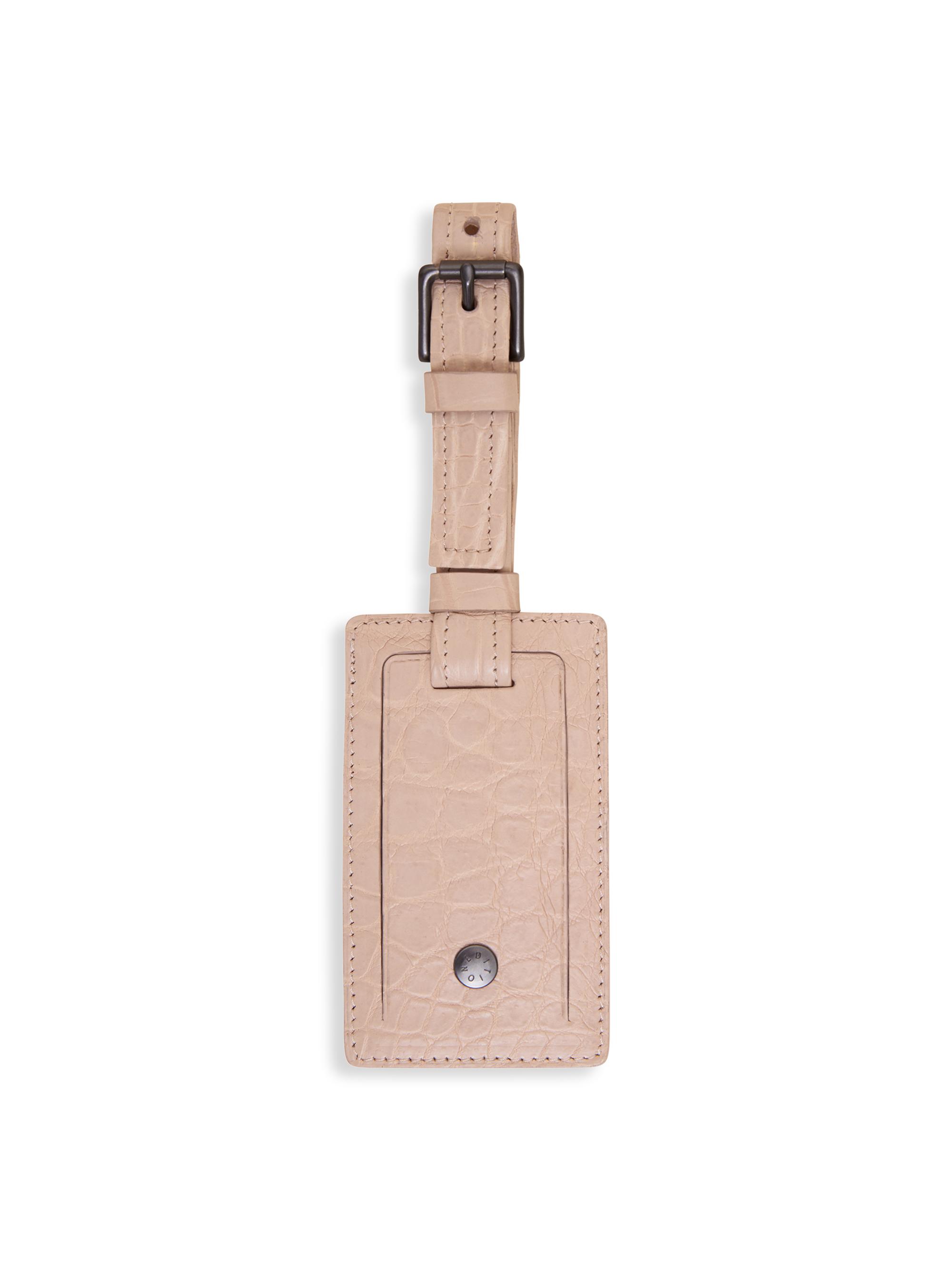 Grace Men's Crocodile Leather Luggage Tag - Nude