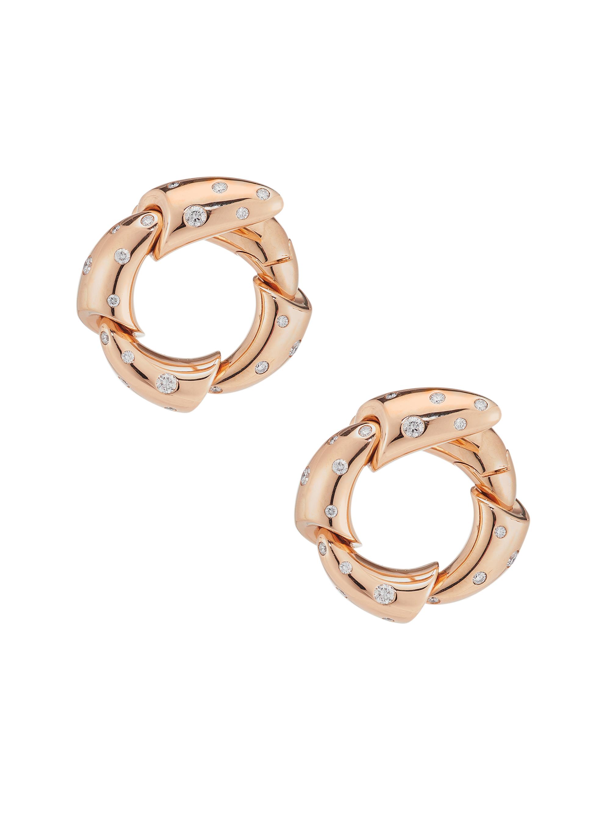 Vhernier Women's Calla Media 18K Rose Gold & Diamond Hoop Earrings - Pink Gold