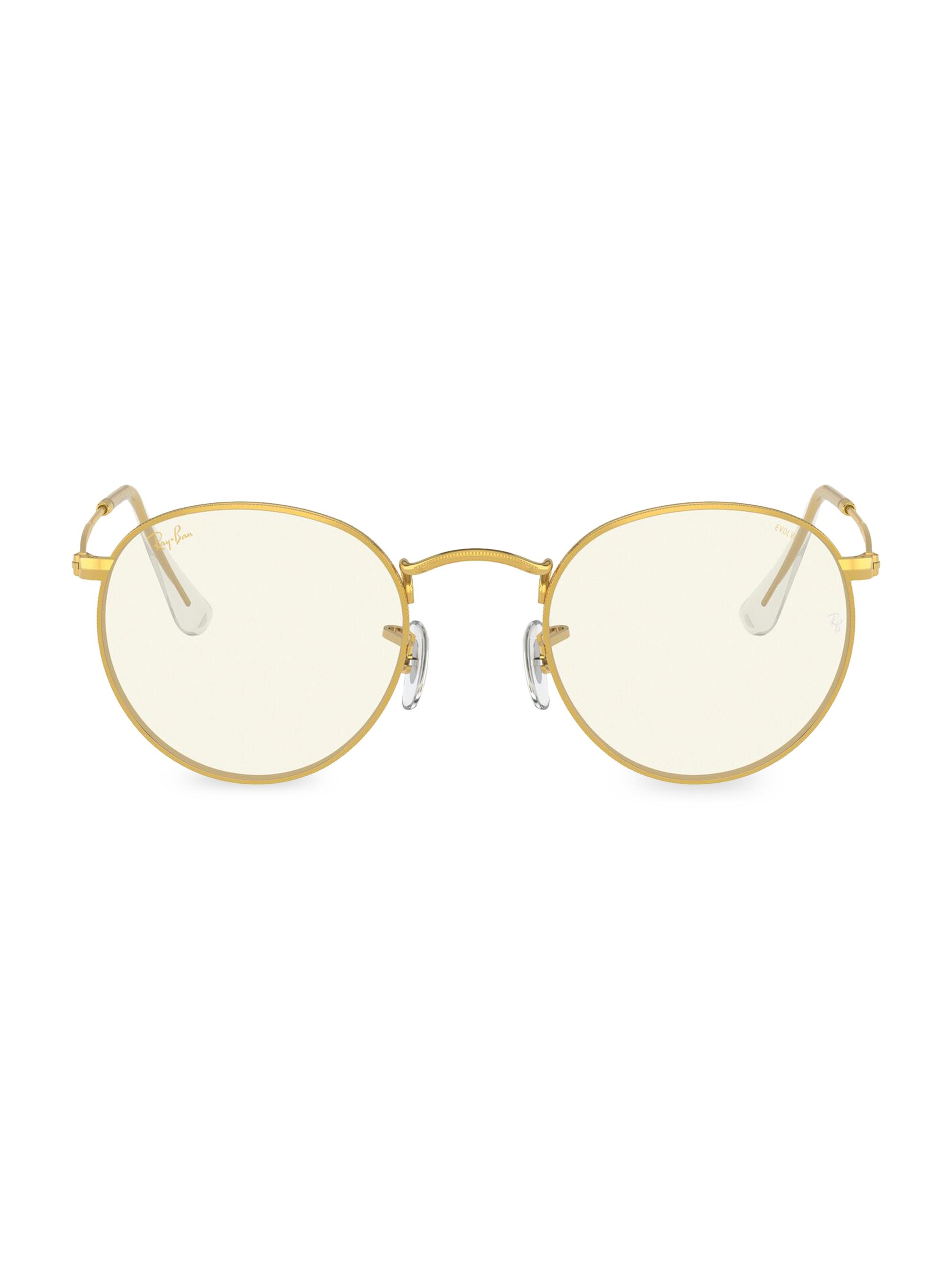 Ray-Ban Women's RB344750 50MM Round Blue Light/Photochromic Sunglasses - Gold