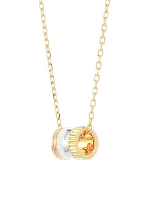 Boucheron Women's Quatre White Edition Tri-Tone 18K Gold, 0.01 TCW Diamond & HyCeram Mini Pendant Necklace
