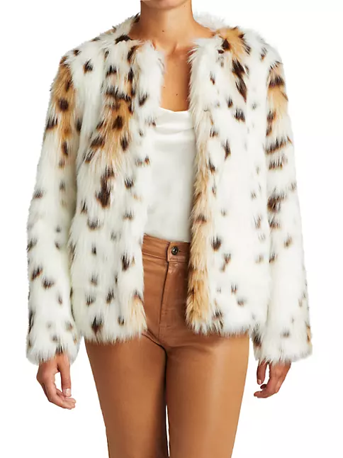 Cozy white faux fur shorts with black LV inspired Monograms print