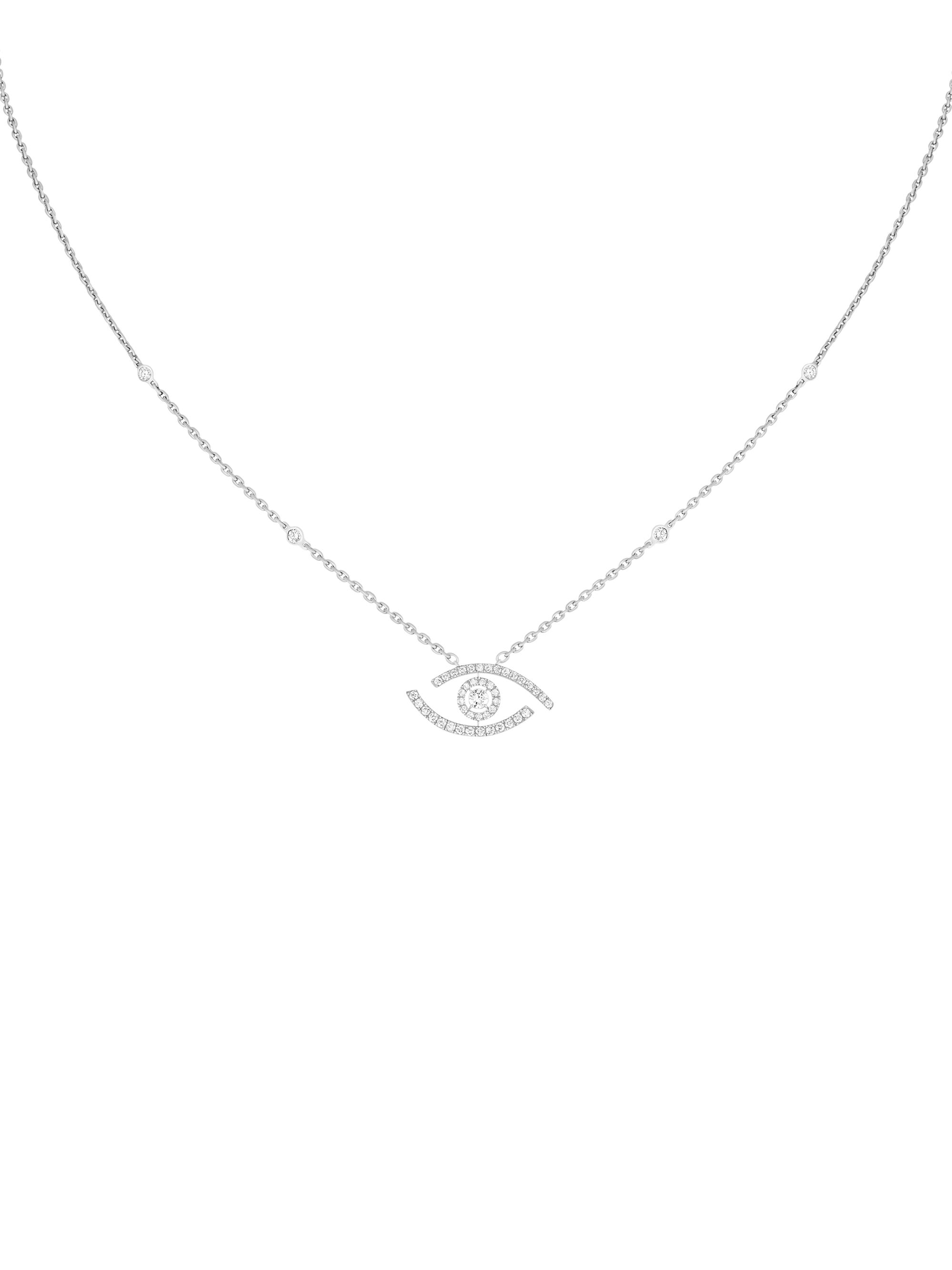 Messika Women's Lucky Eye 18K White Gold & Pavé Diamond Necklace - White Gold