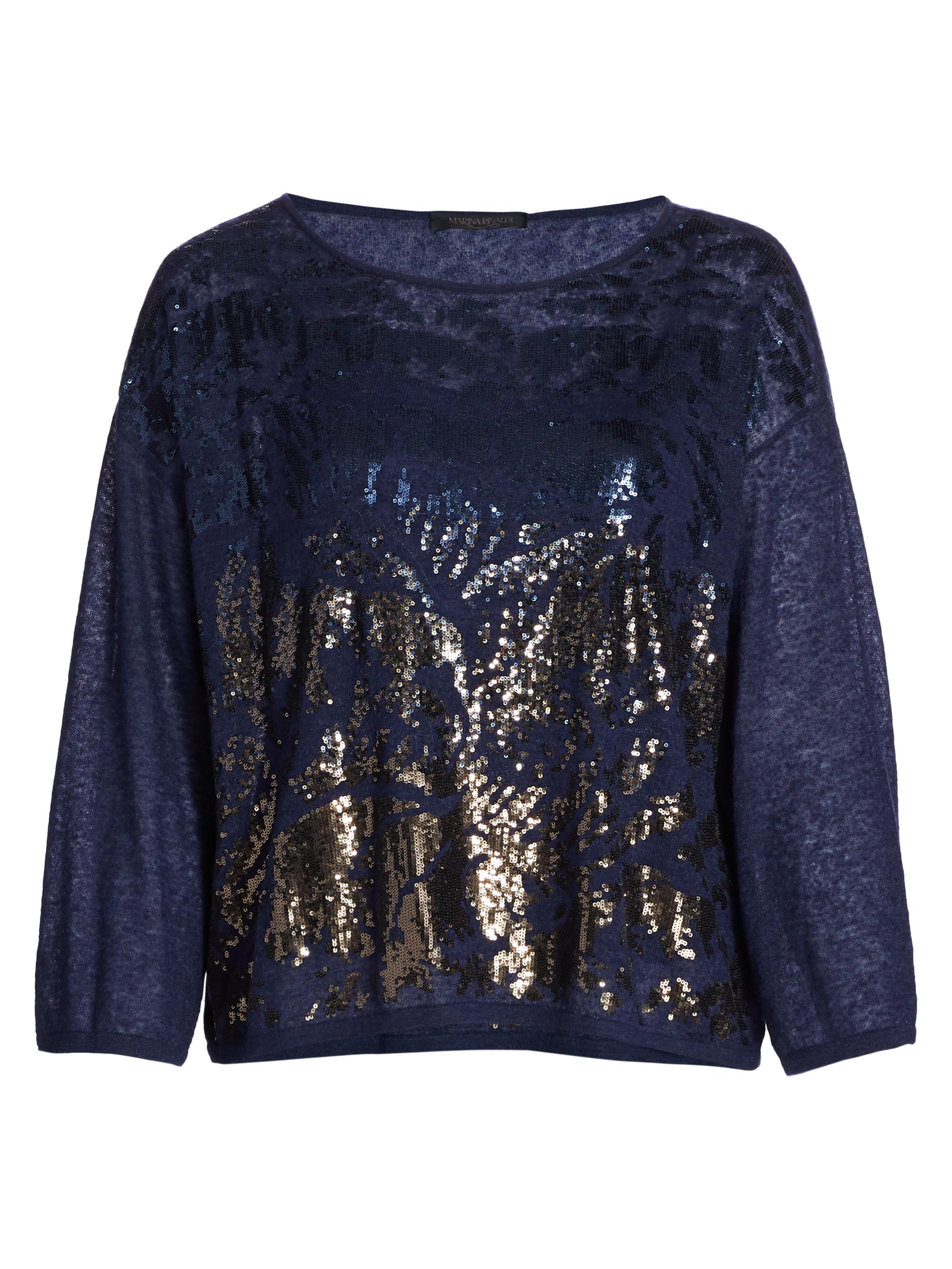 Marina Rinaldi Women's Elegante Arabesca Sequin Sweater - Navy