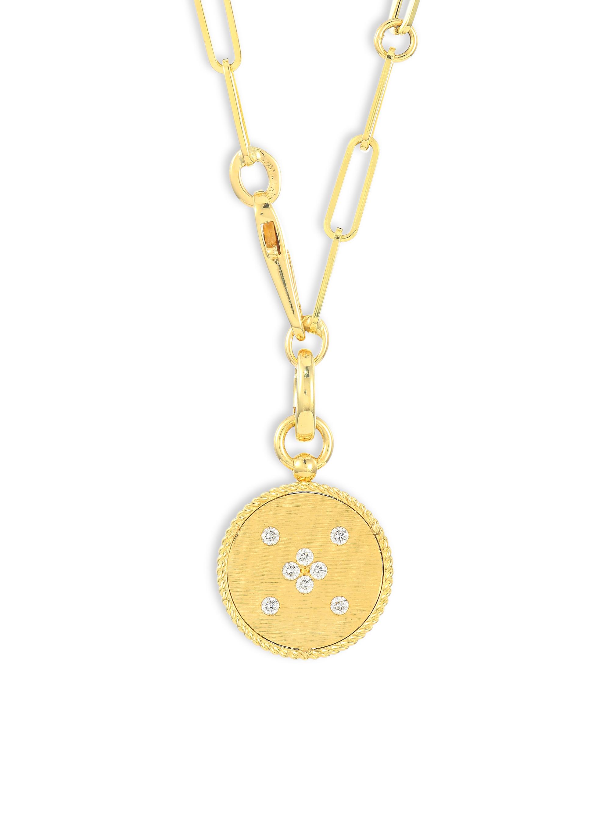 Roberto Coin Women's Venetian Princess 18K Yellow Gold & Diamond Satin  Medallion Necklace - Yellow Gold