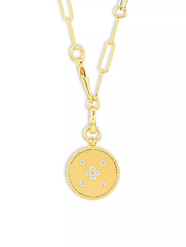 Venetian Princess 18K Yellow Gold & Diamond Satin Small Medallion Necklace