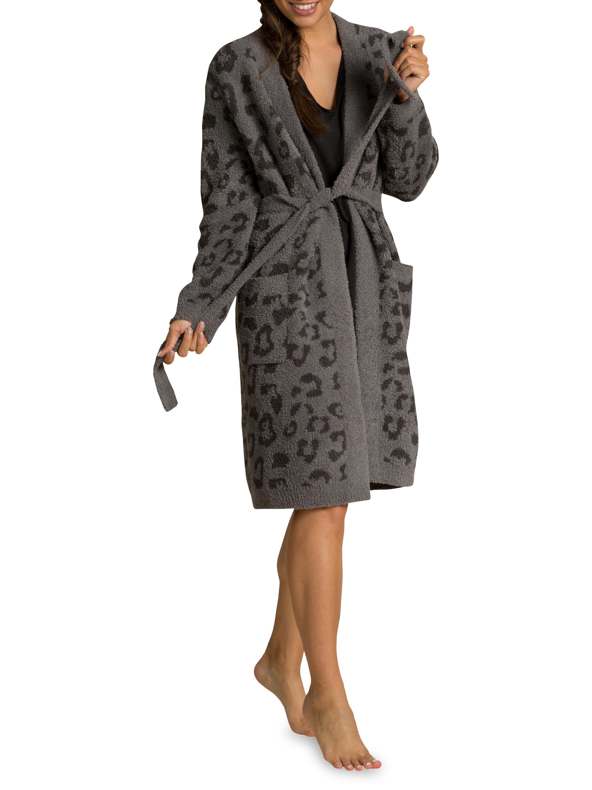 Barefoot Dreams Women's Cozychic Leopard Robe - Graphite Carbon