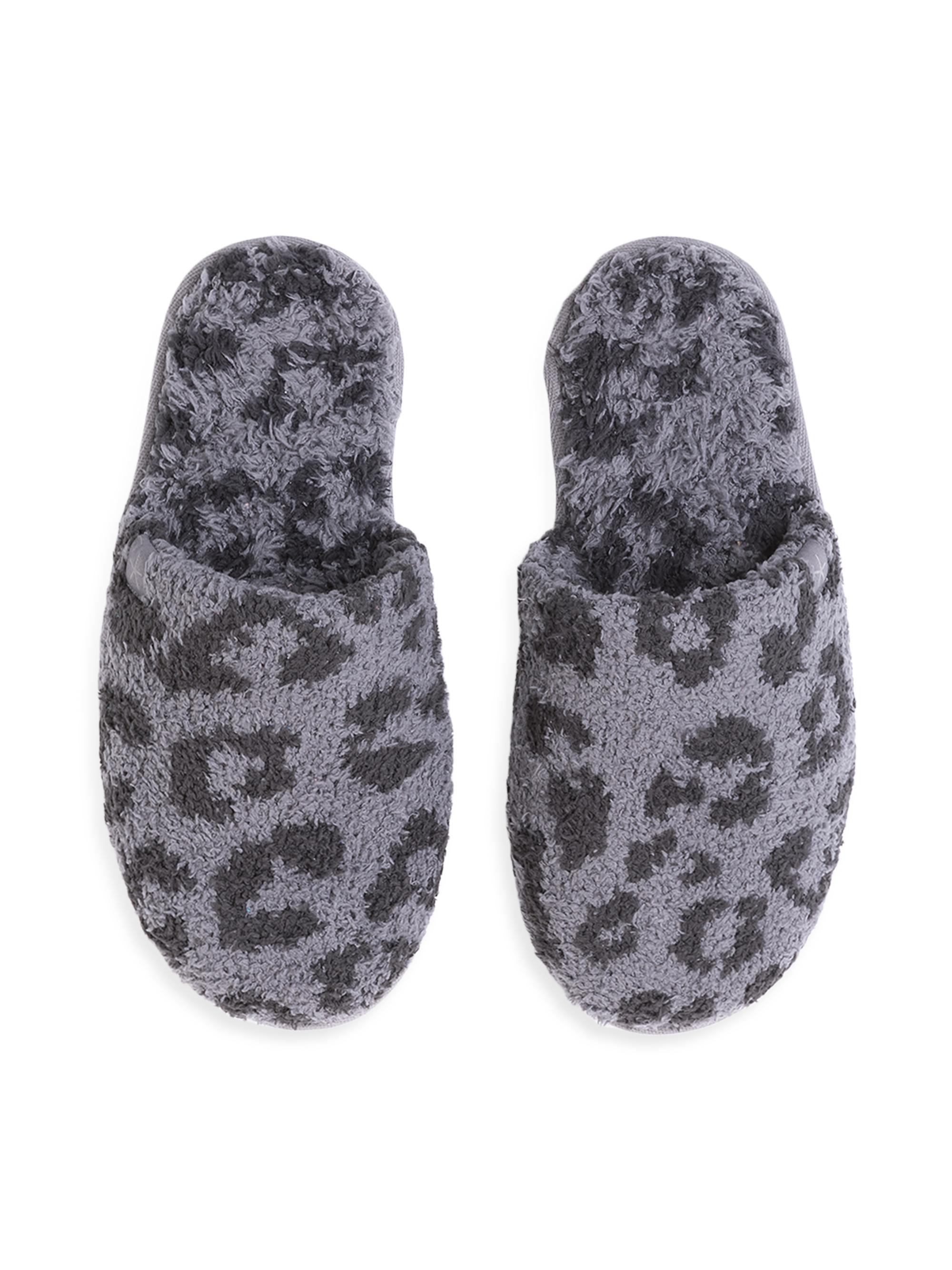 Barefoot Dreams Women's Cozychic Leopard-Print Slippers - Graphite Carbon
